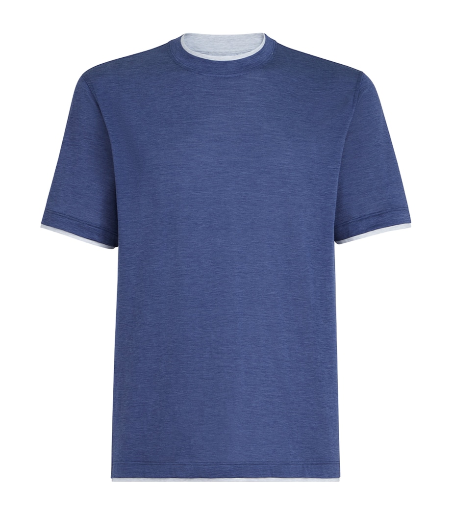 Brunello Cucinelli Mens Silk-Cotton Layered T-Shirt Image 1