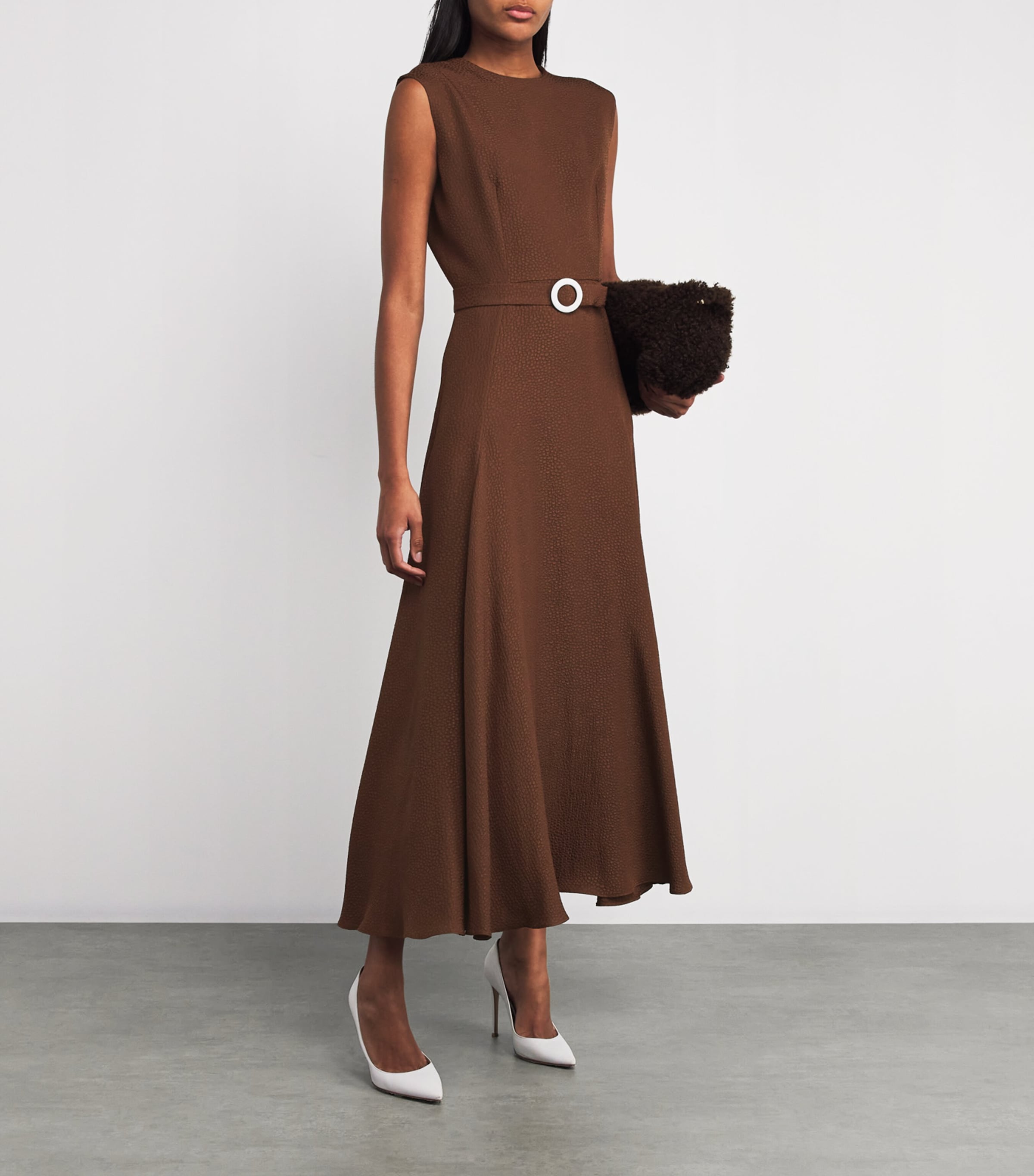 Edeline Lee Womens Textured Jete Midi Dress Brw Image 2