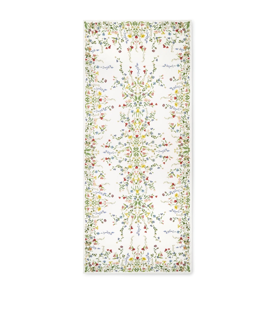 Linen Botanical Wildflower Tablecloth (165cm x 380cm) WHITE Image 1