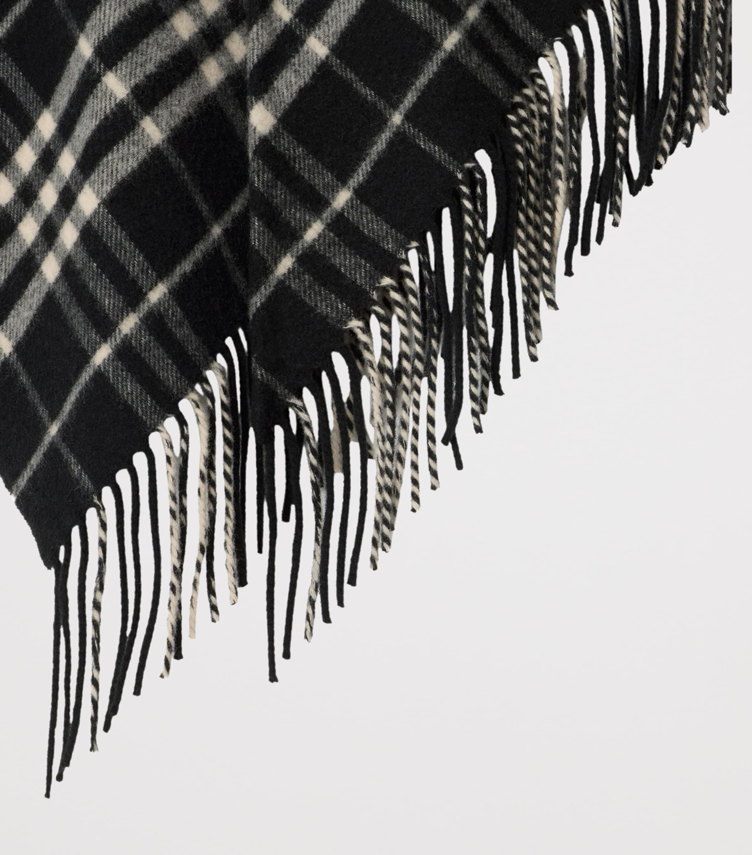 Wool-Cashmere Check Cape BLACK/CALICO IP CHK Image 5