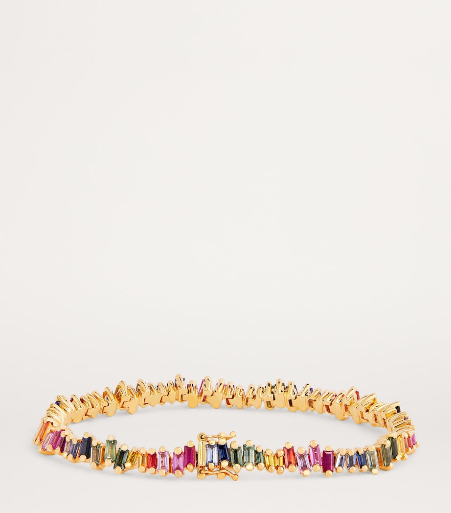 Suzanne Kalan Rose Gold and Rainbow Sapphire Bold Tennis Bracelet Rg/rs Image 3