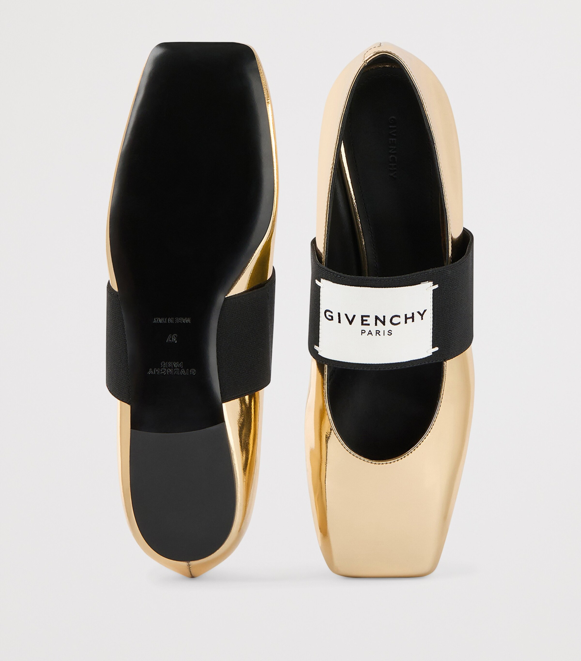 Leather Squared Toe Ballet Flats GOLDEN Image 4