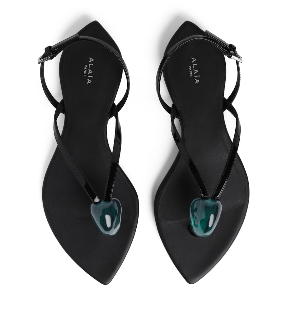 Alaïa Leather Invisible Jewel Sandals Black Image 2