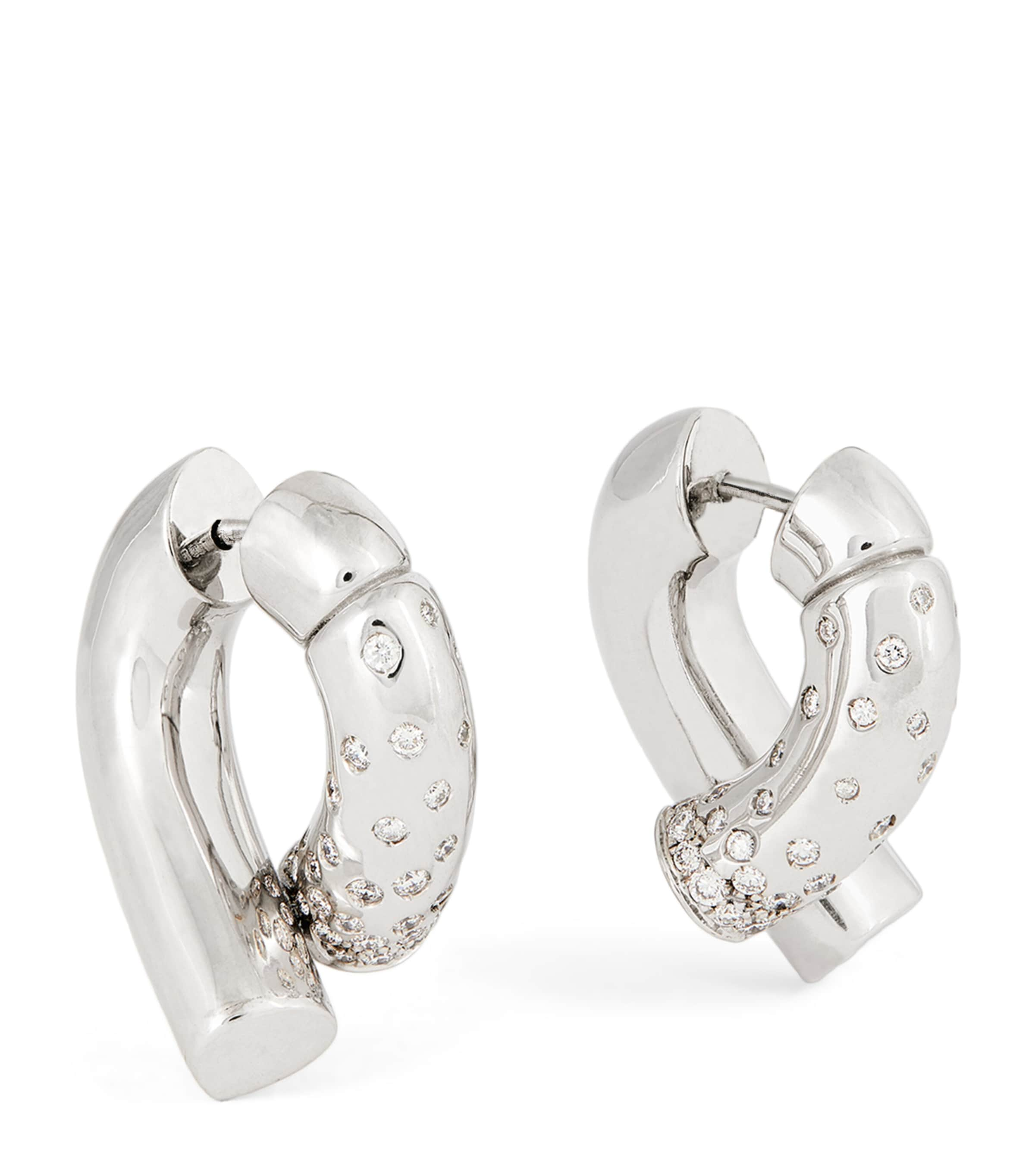 Tabayer Medium White Gold And Diamond Oera Hoop Earrings In Gray