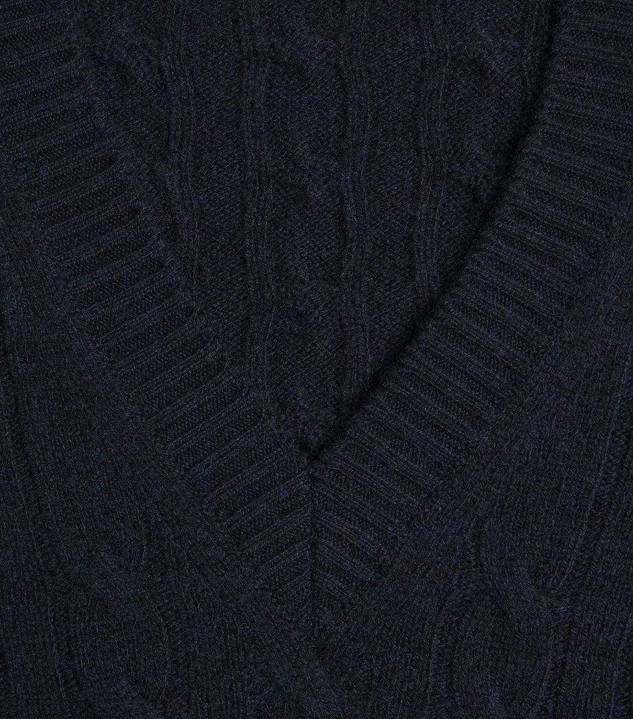 Johnstons Of Elgin Womens Cashmere Cable-Knit Kylesku Sweater Ink Image 6