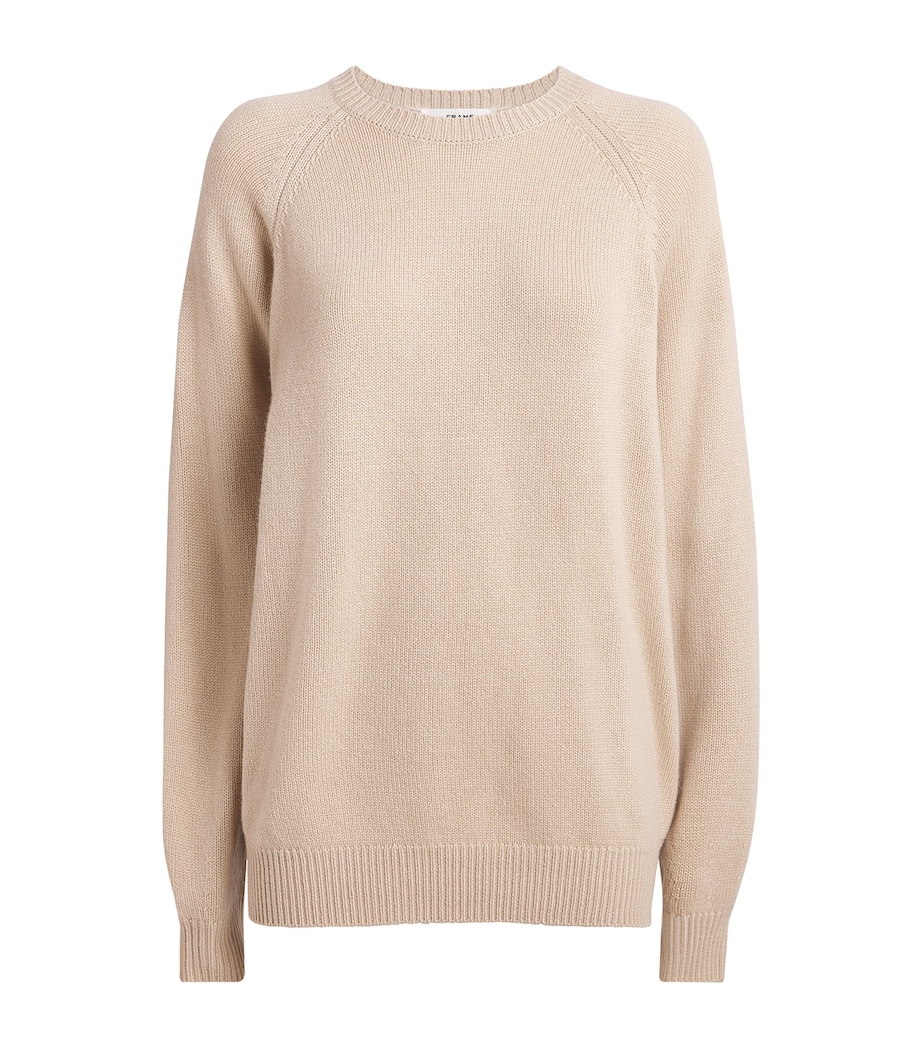 FRAME Womens Cashmere Scholar Patch Sweater Ltcm Light Came Image 1