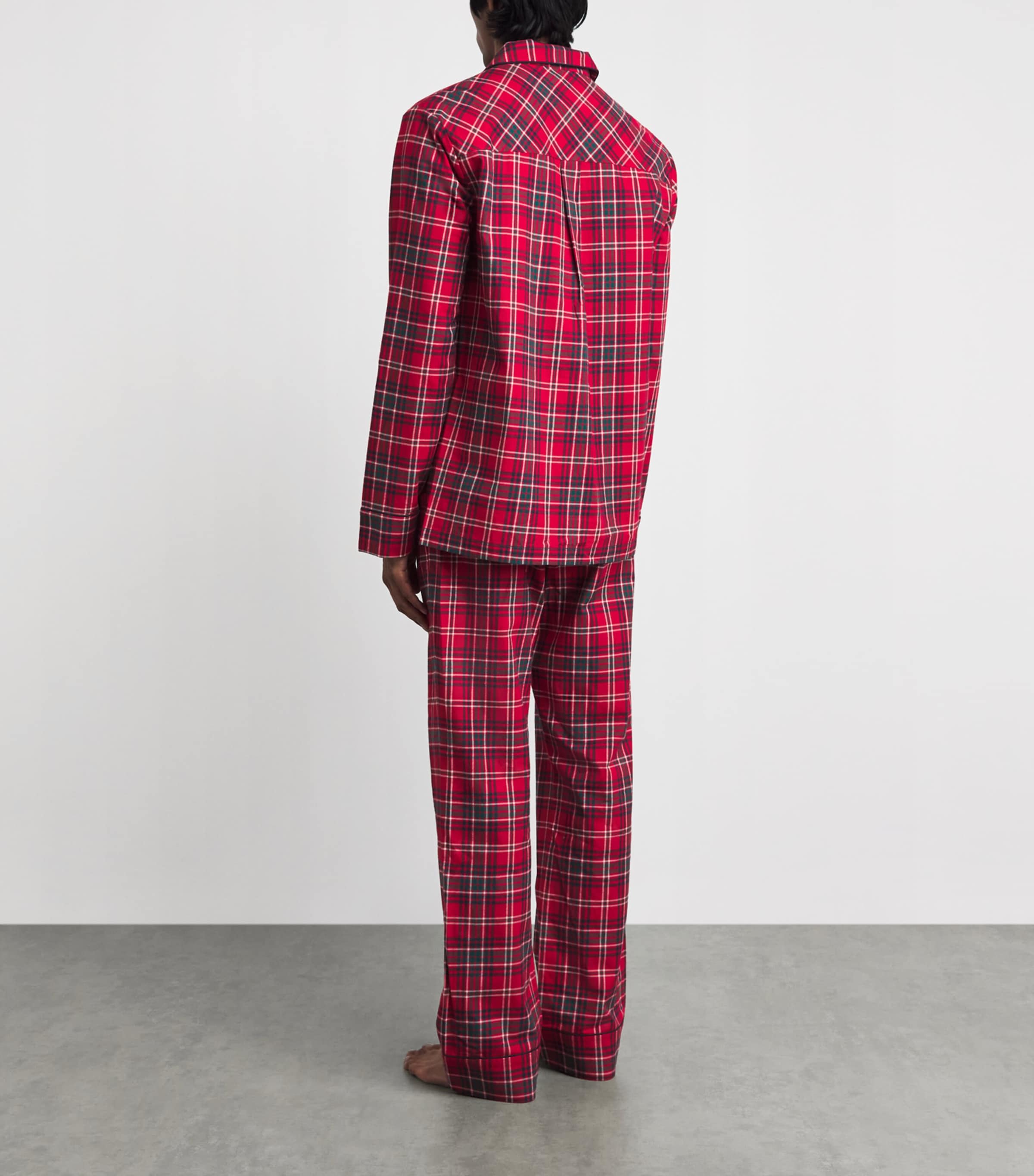 Harrods Mens Cotton Tartan Pyjama Set Red Image 4