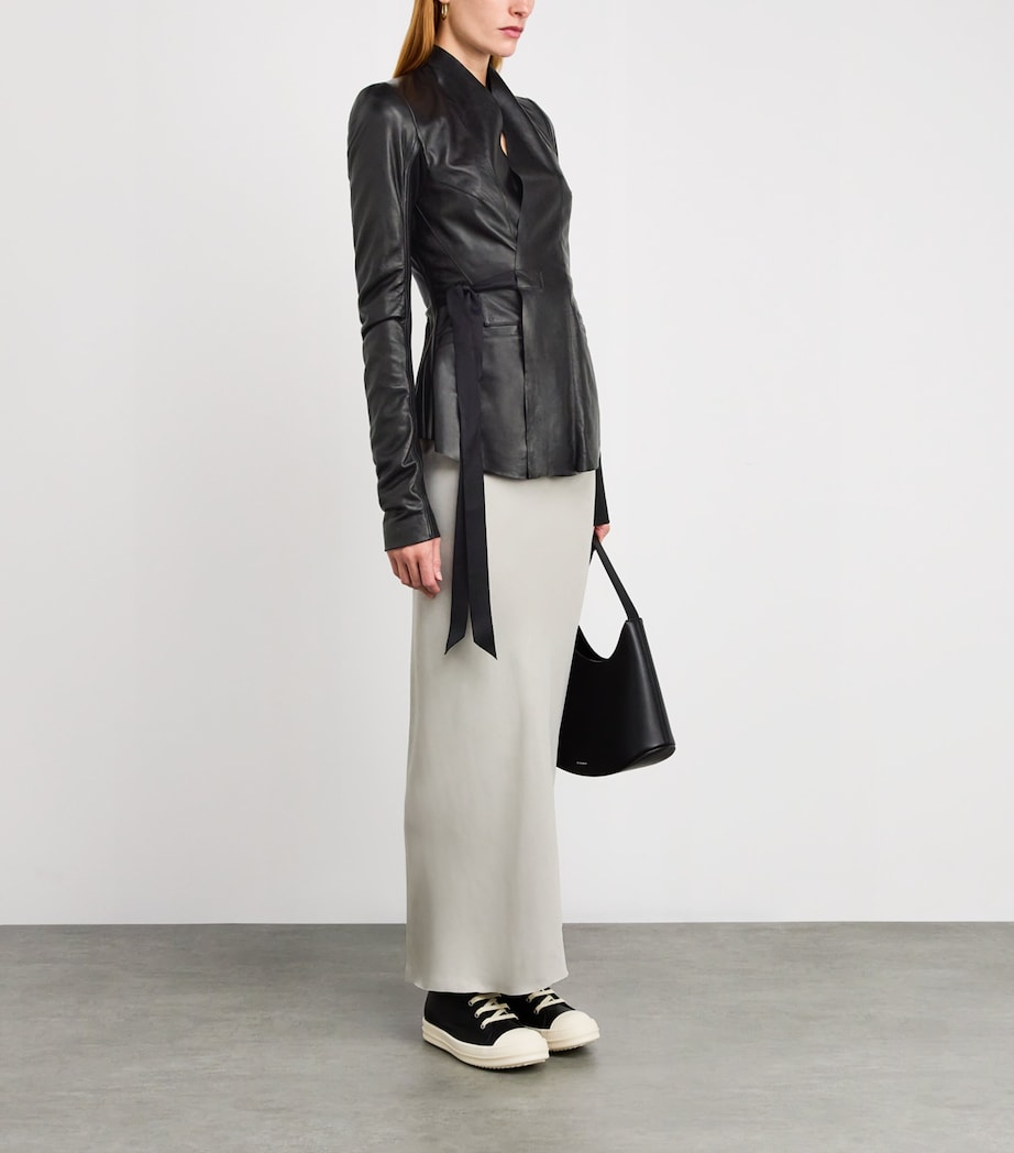 Wool-Panel Hollywood Leather Jacket 09 BLACK Image 2