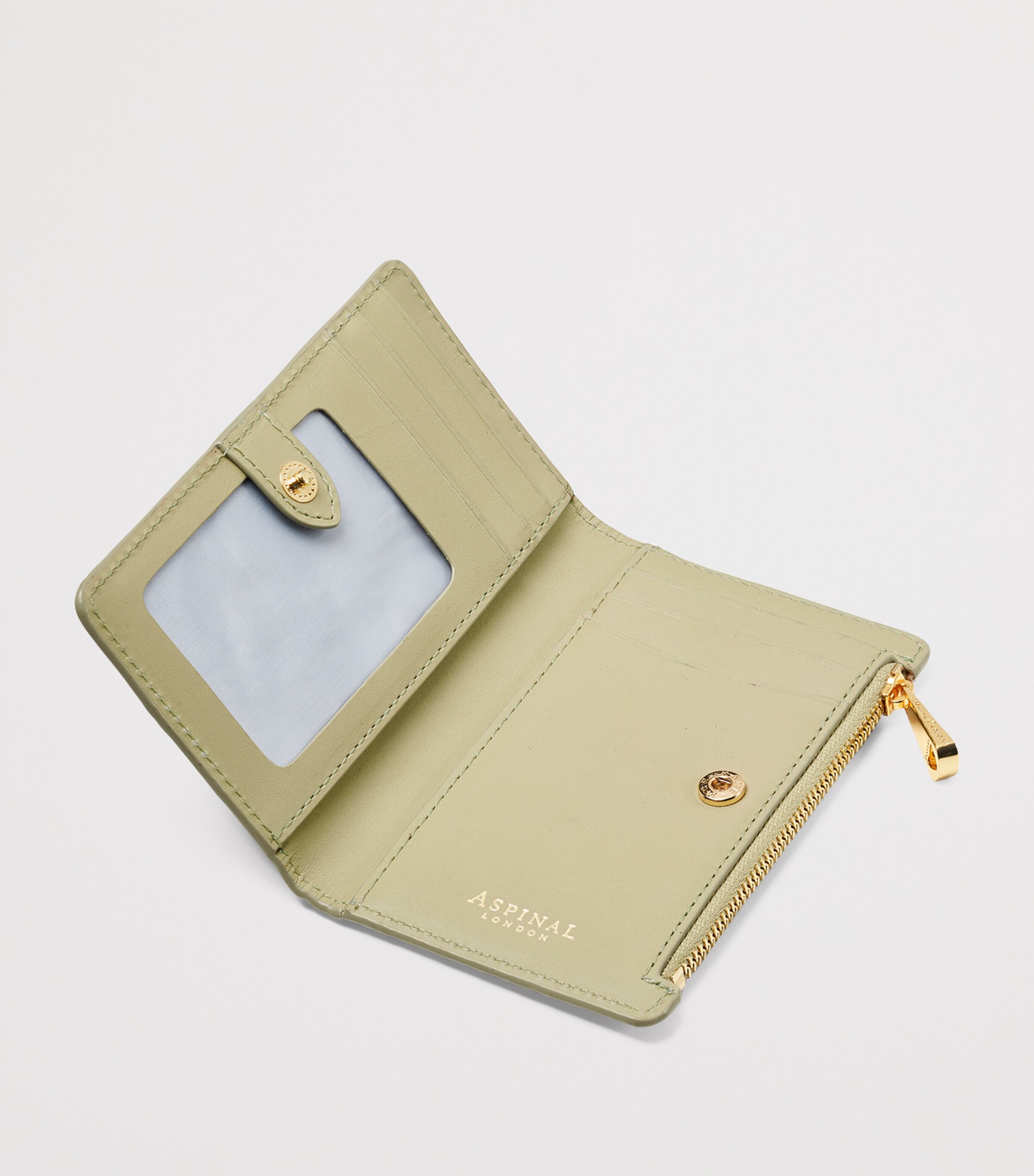Aspinal Of London Croc-Embossed Leather Mayfair Wallet Pistachio Image 3