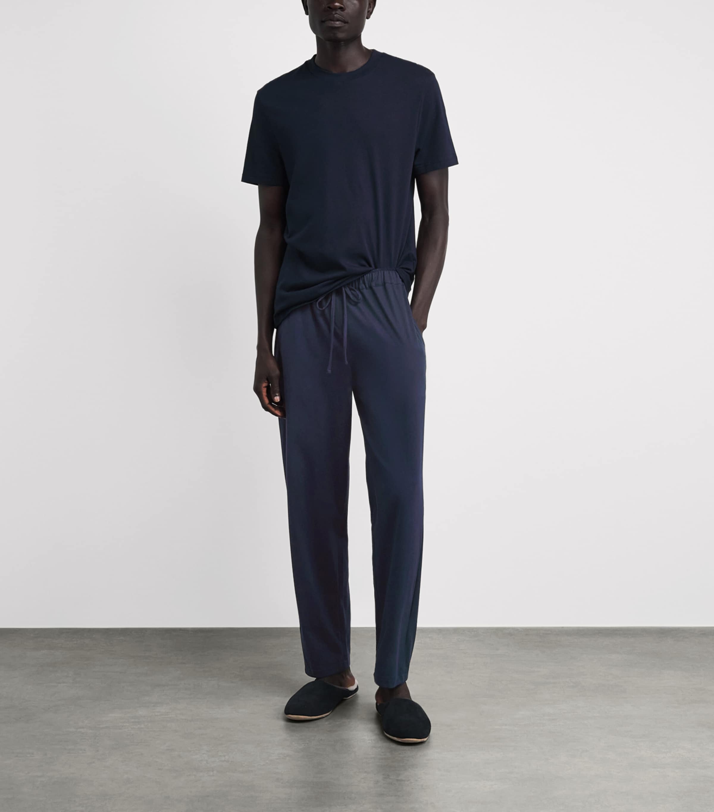 Hanro Mens Cotton Night & Day Lounge Trousers Deep Navy Image 2