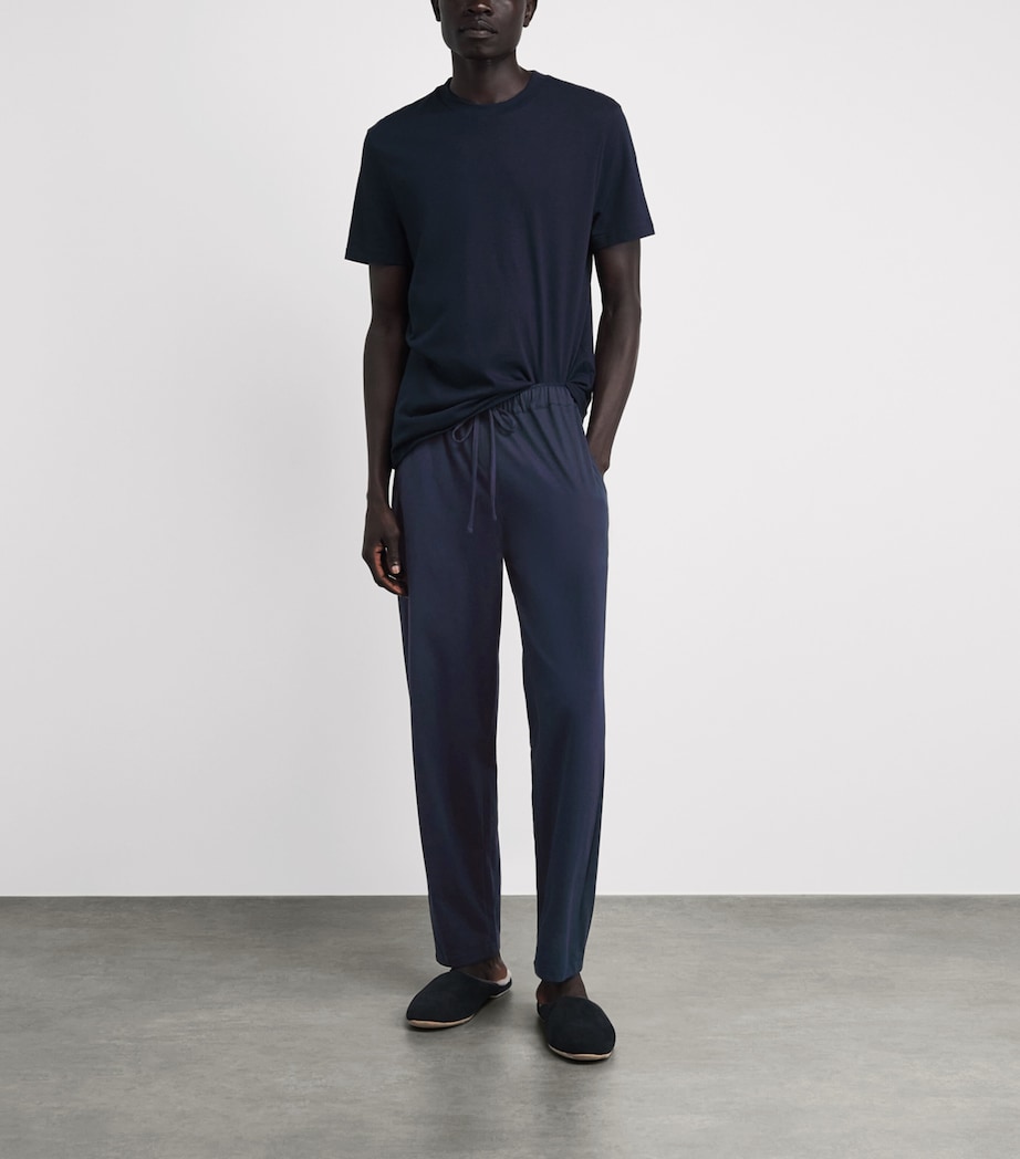 Hanro Mens Cotton Night & Day Lounge Trousers Deep Navy Image 2
