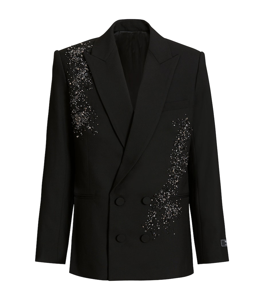 Balmain Mens Wool Embroidered Double-Breasted Blazer Eaa Multi Noir Image 1