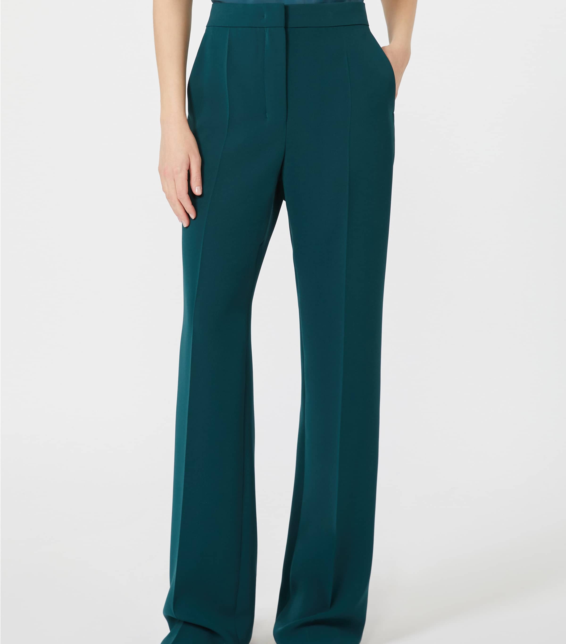 Max Mara Womens Flared Tuxedo Trousers Dark Green Image 3
