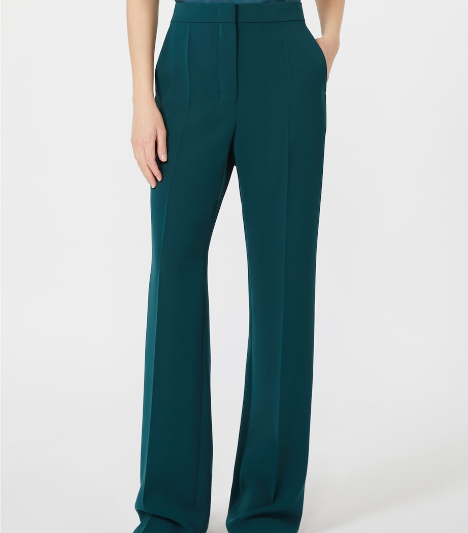 Max Mara Womens Flared Tuxedo Trousers Dark Green Image 3