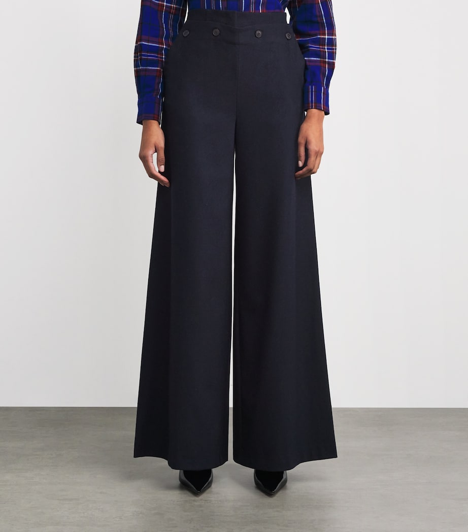 Wool-Blend Wide-Leg Trousers NAVY Image 3