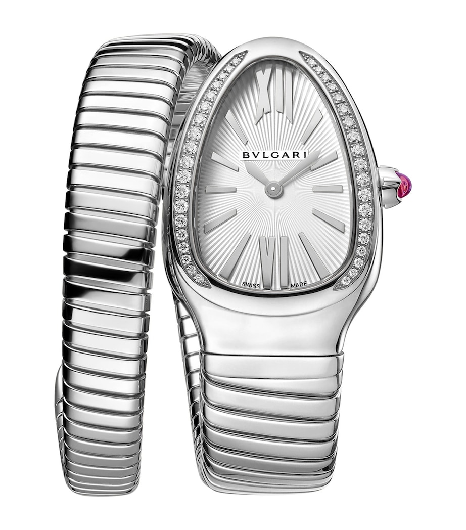 Stainless Steel and Diamond Serpenti Tubogas Watch 35mm GREY Image 2