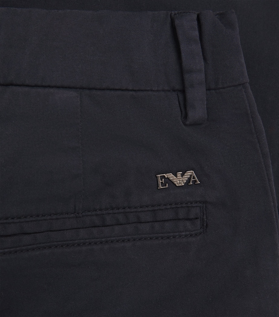 Emporio Armani Kids Stretch-Cotton Chino Trousers (4-16 Years) Blu Navy Image 3