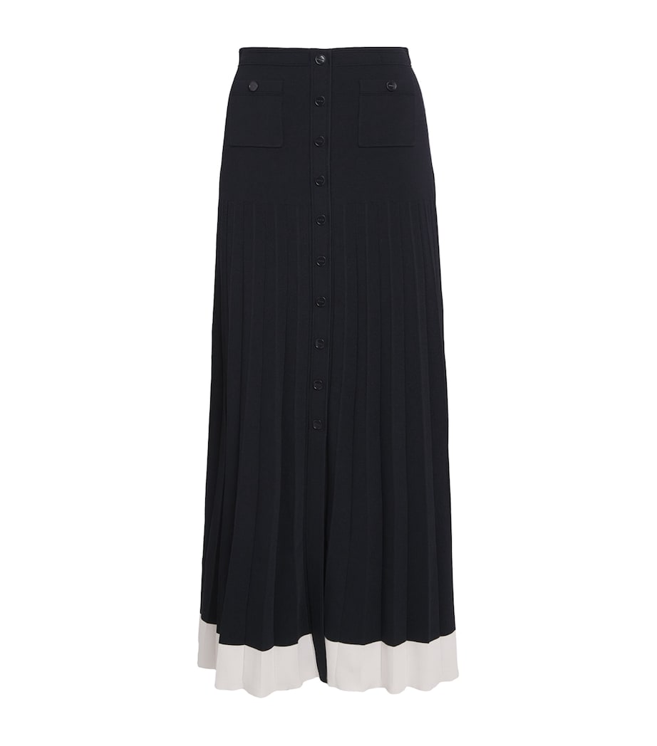 Contrast-Trim Knitted Maxi Skirt NAVY BLUE Image 1