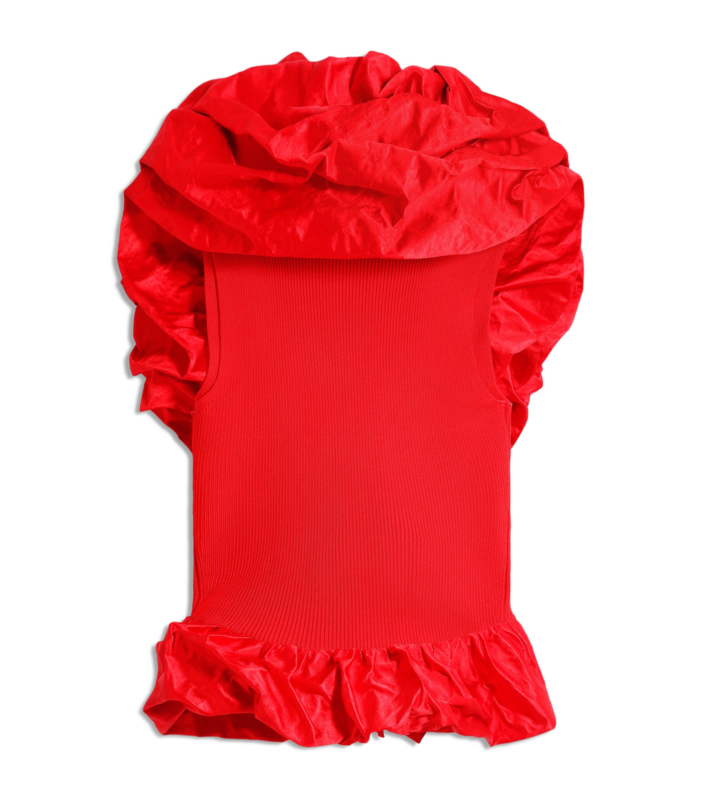 Schiaparelli Womens Knitted Sculptural Ruffle Blouse Red Image 5