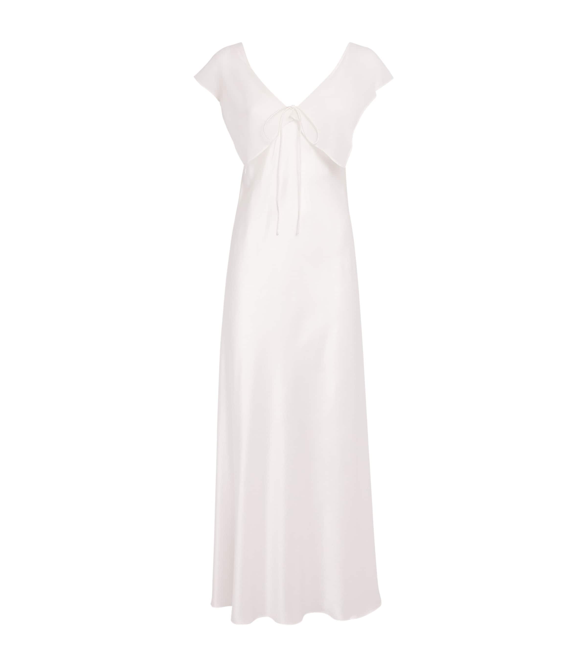 Manito Mulberry Silk Chiffon Crete Nightie In White