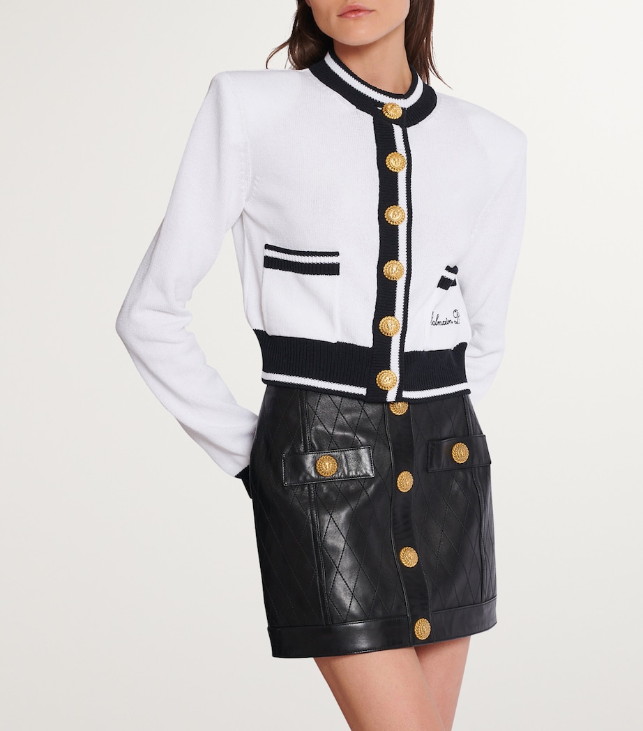 Signature Button-Detail Cardigan GAB BLANC/NOIR Image 5