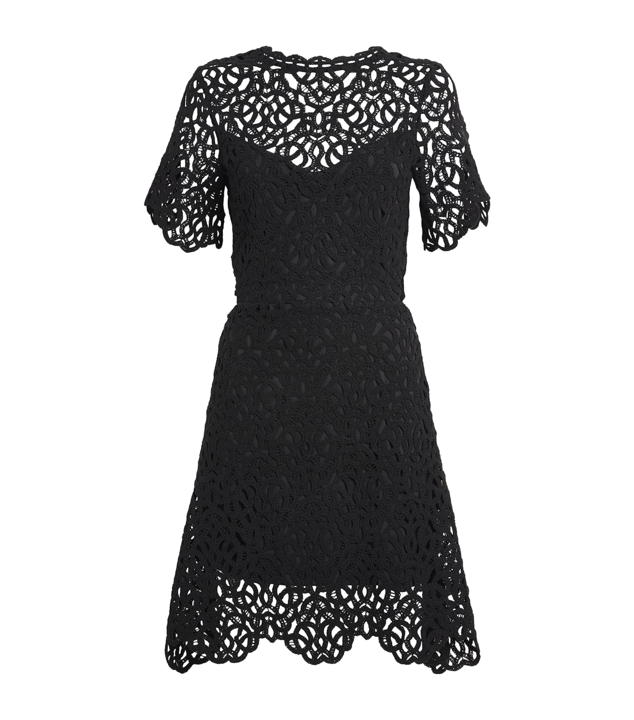 Maje Cotton Crochet Mini Dress