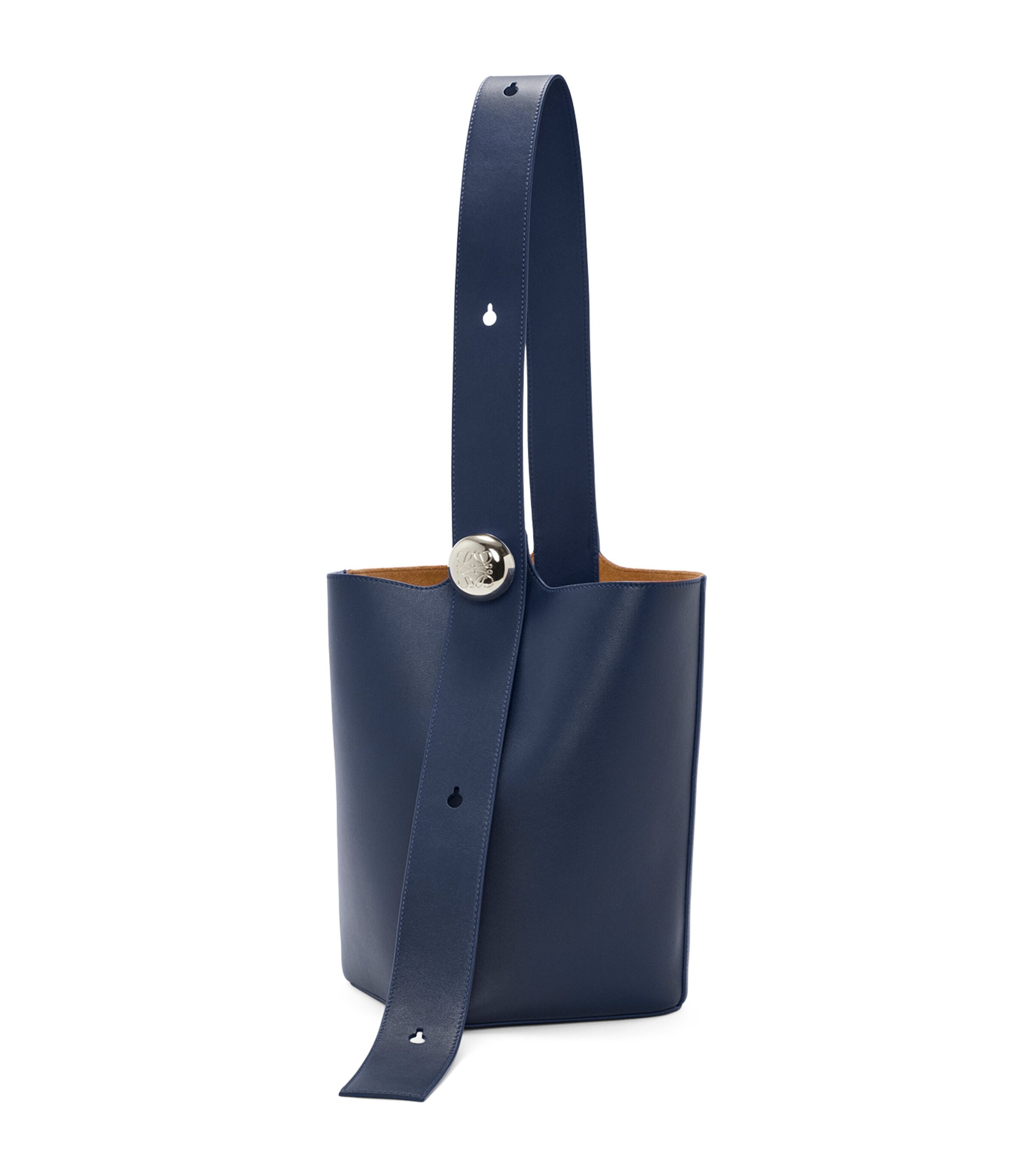 Medium Leather Pebble Bucket Bag ABYSS BLUE Image 1