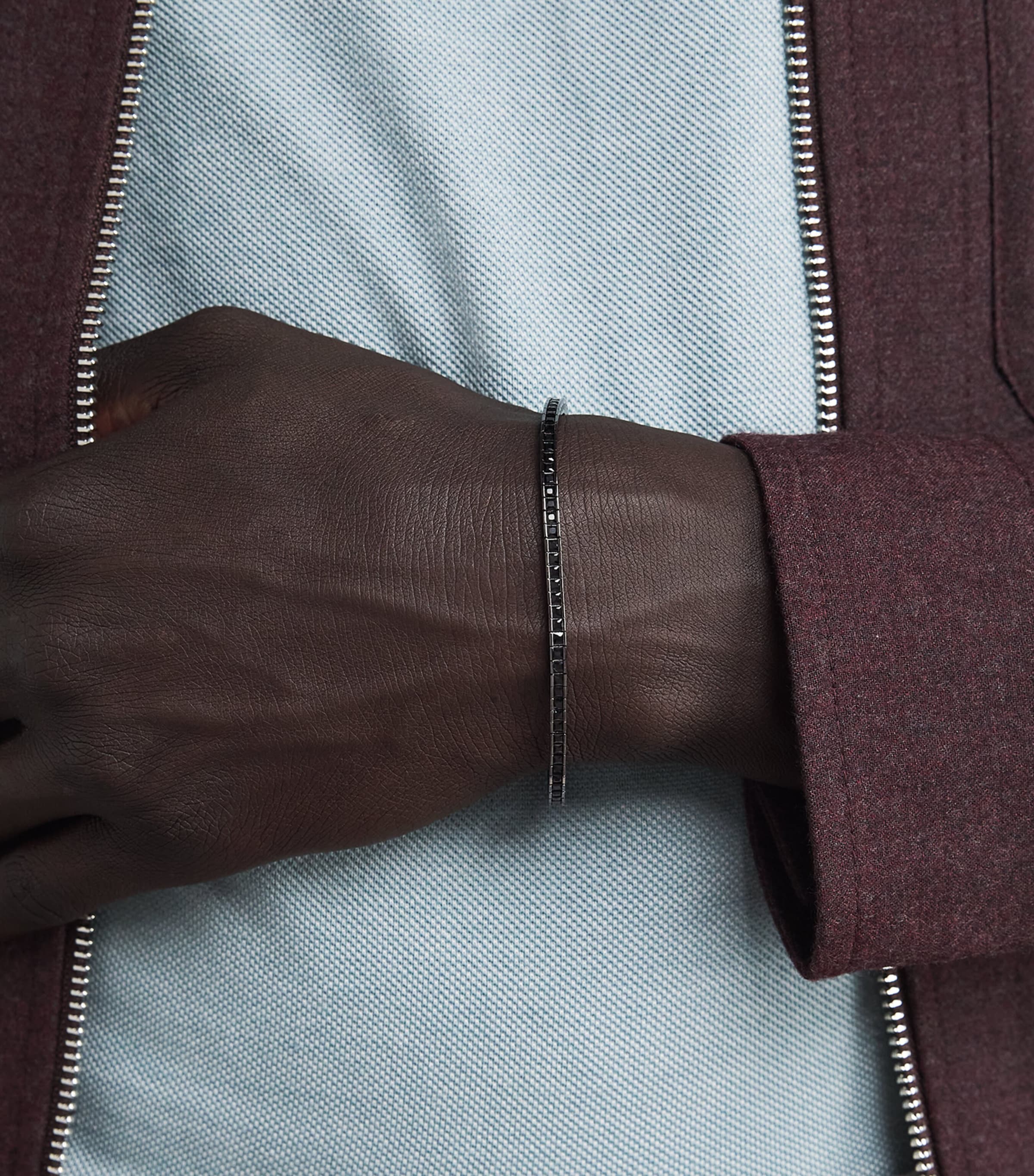 Sterling Silver and Nano Stones Quadro Tennis Bracelet BLACK Image 2