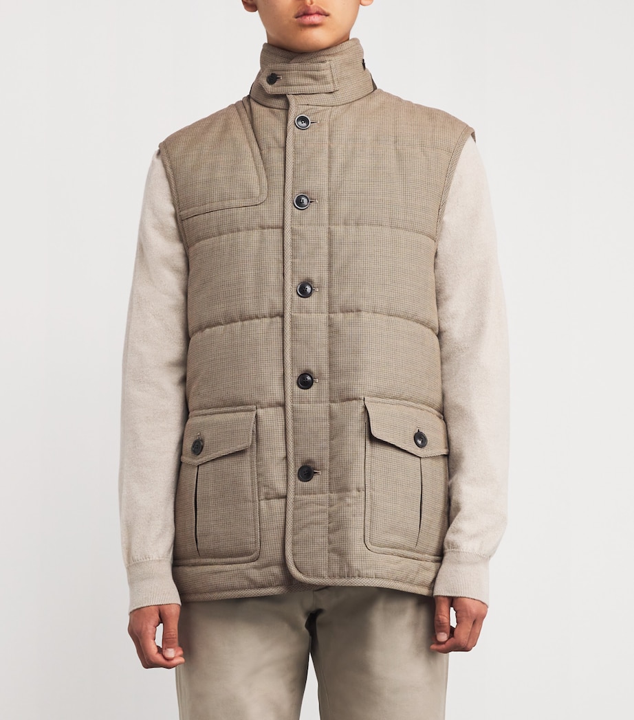 Lambswool Check Rothbury Gilet DARK PEPPERCORN Image 3