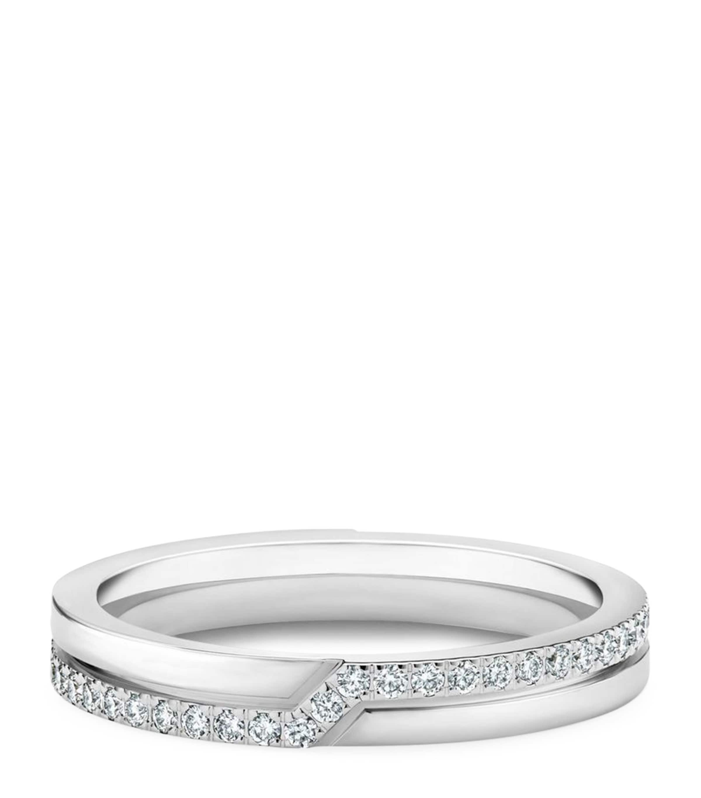 De Beers Platinum And Diamond Half Pavé Promise Ring In Silver