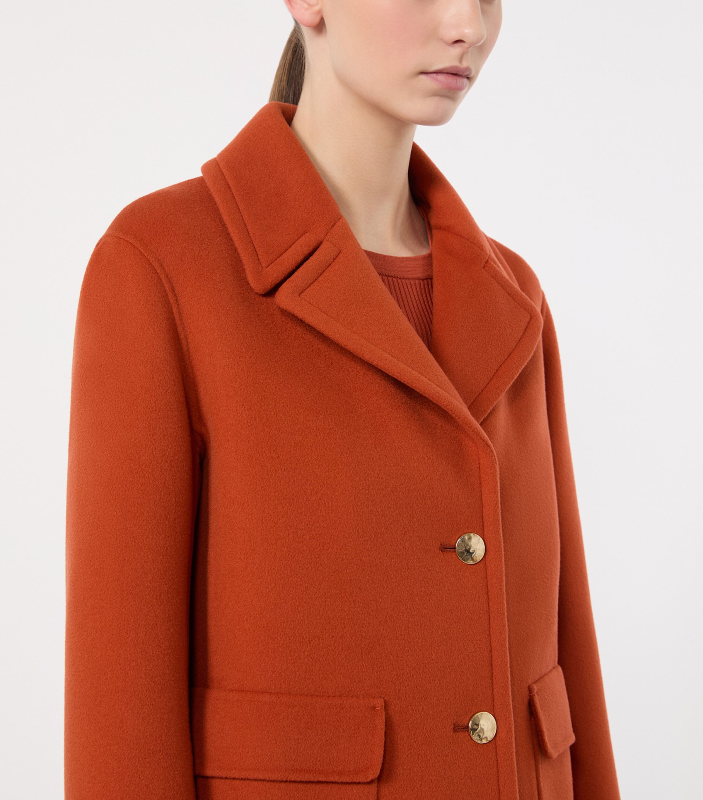 Max Mara Womens Virgin Wool Single-Breasted Jacket Orange Image 5