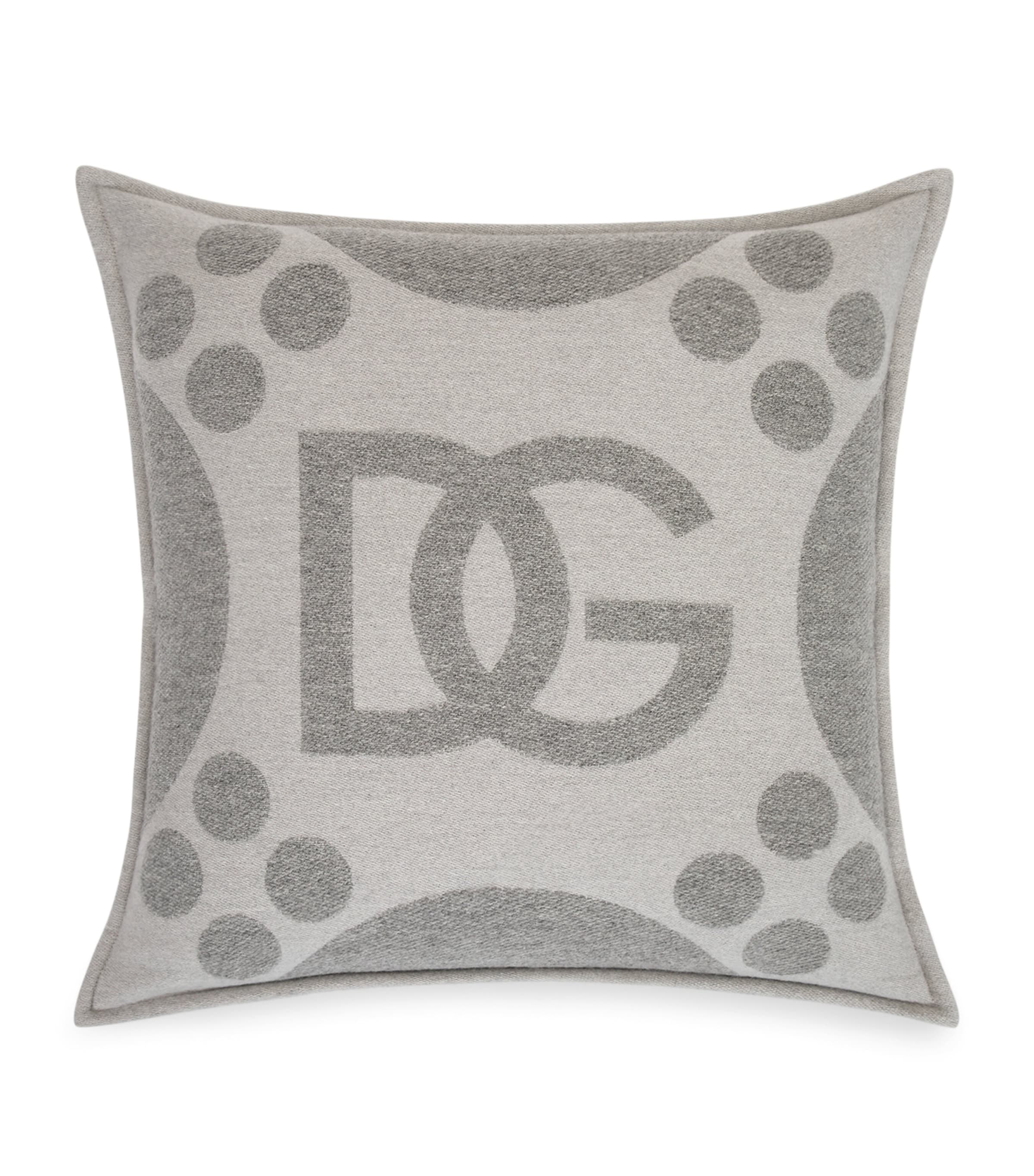 Wool-Silk-Cashmere Logo Cushion (50cm x 50cm) U0060-GRIGIO CHIARO Image 1
