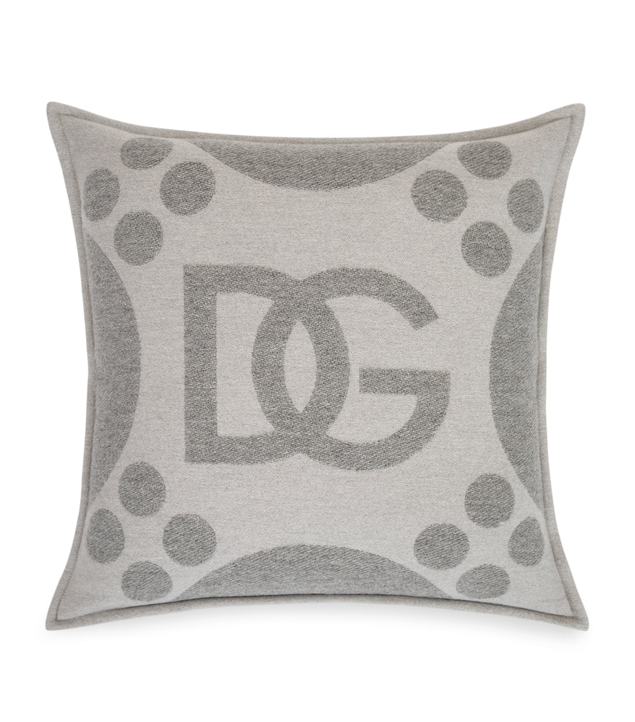 Wool-Silk-Cashmere Logo Cushion (50cm x 50cm) U0060-GRIGIO CHIARO Image 1