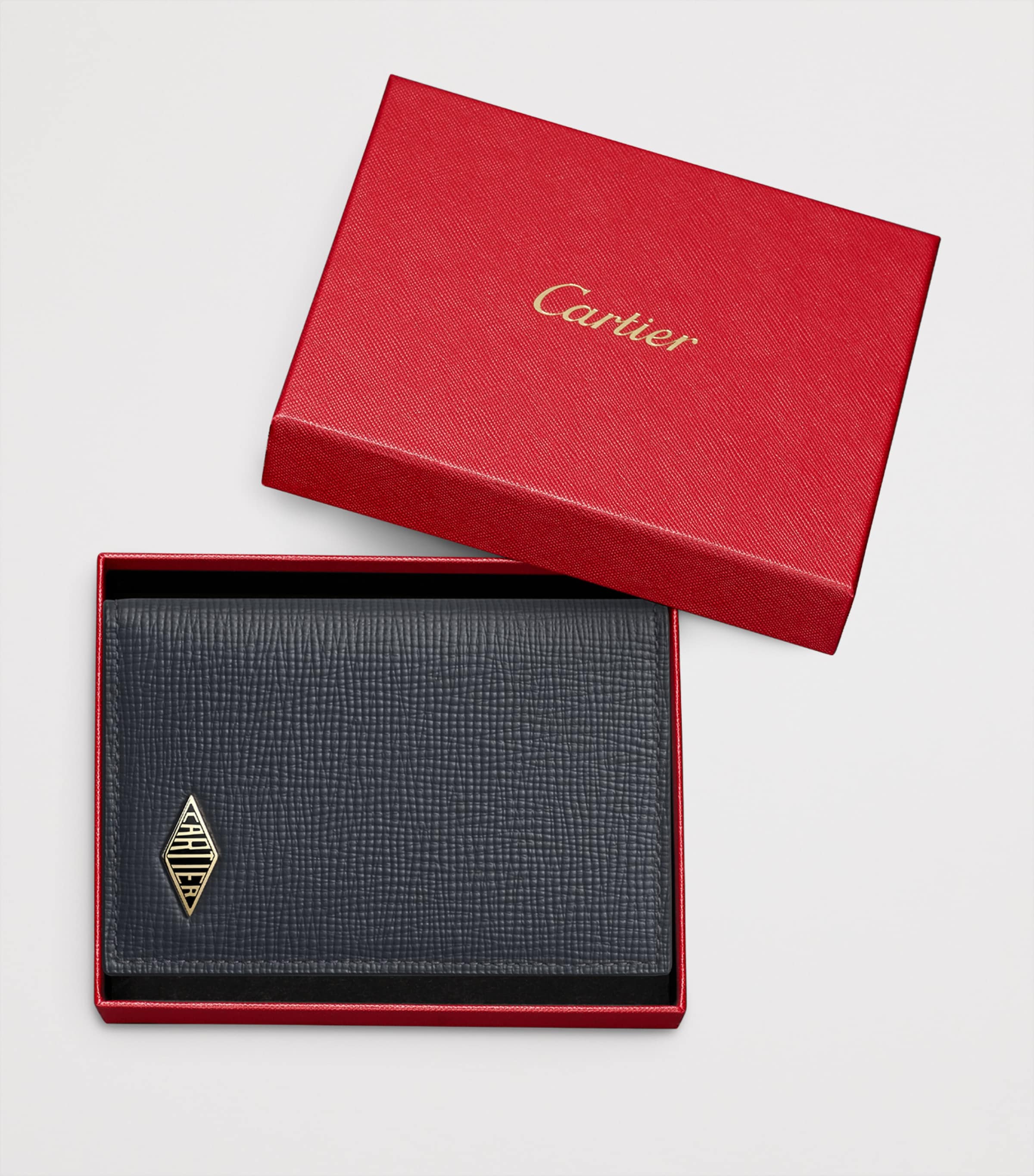 Leather Losange Bifold Card Holder GREY & BLUE Image 2