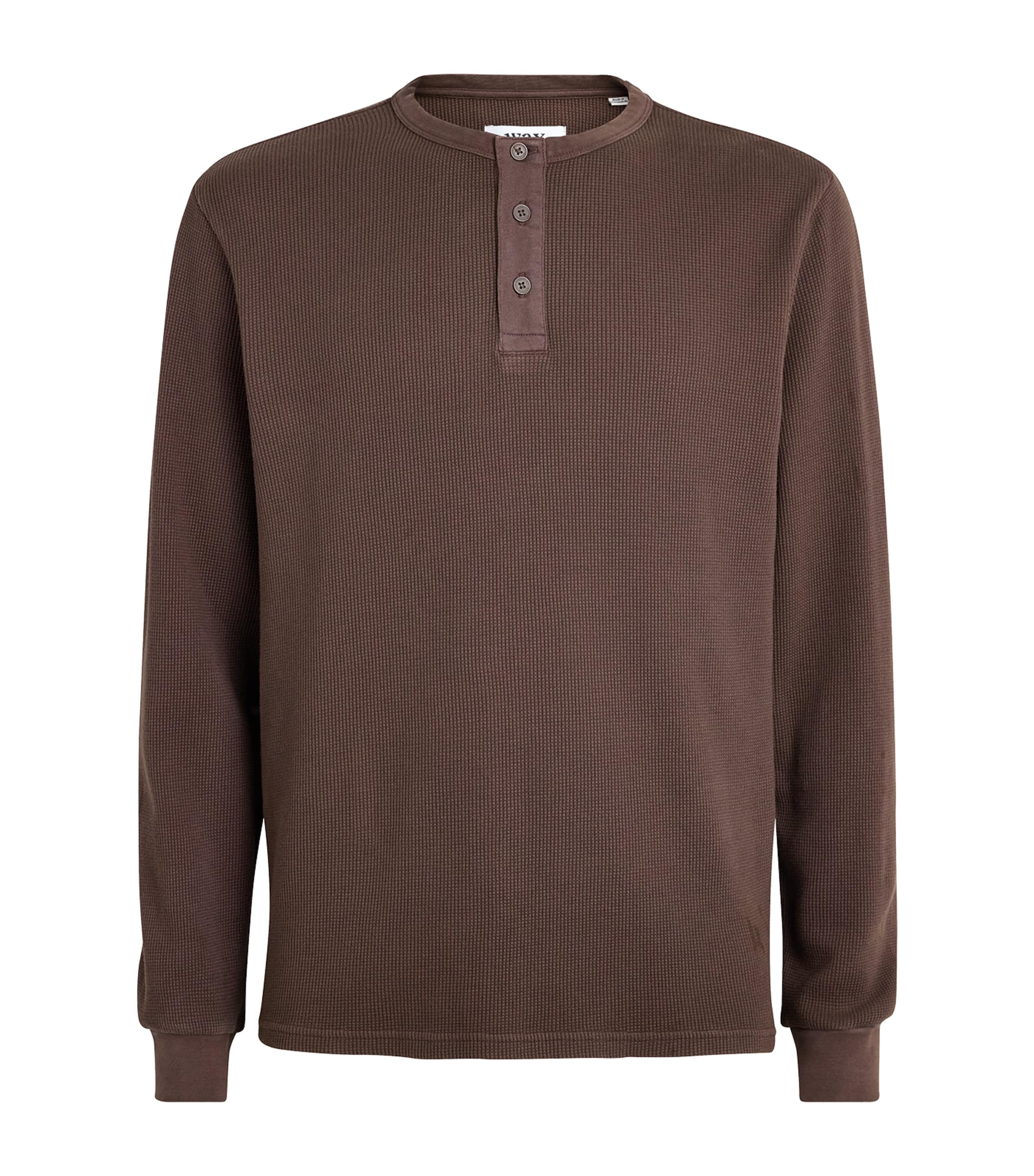 Wax London Mens Cotton Caleb Henley Top Brown Image 1