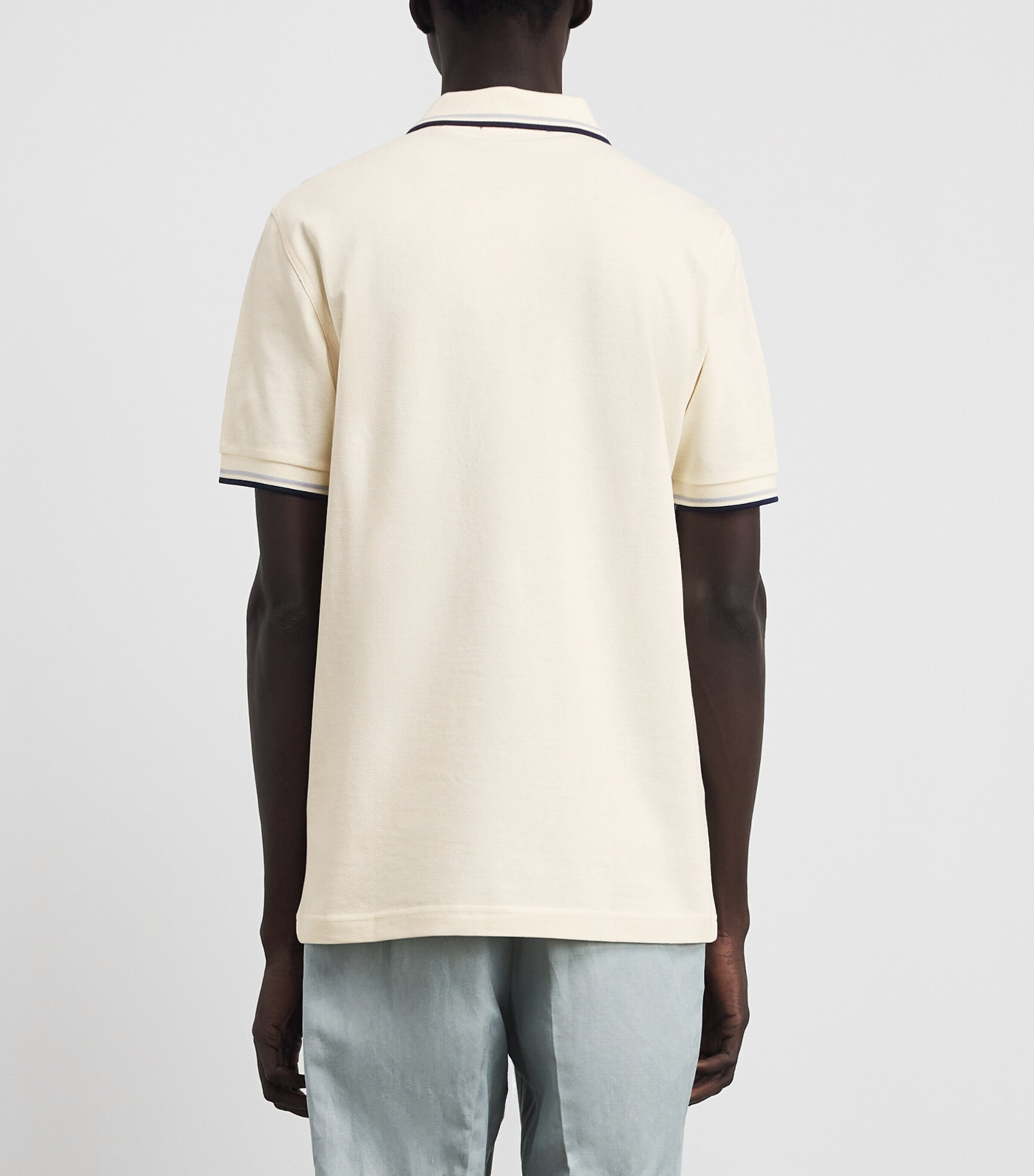 Fred Perry Mens Cotton Twin Tipped Polo Shirt Ecru/dusky Blue Image 5