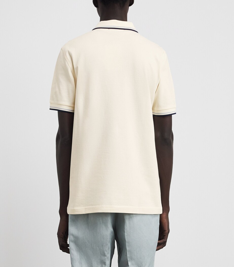 Fred Perry Mens Cotton Twin Tipped Polo Shirt Ecru/dusky Blue Image 5