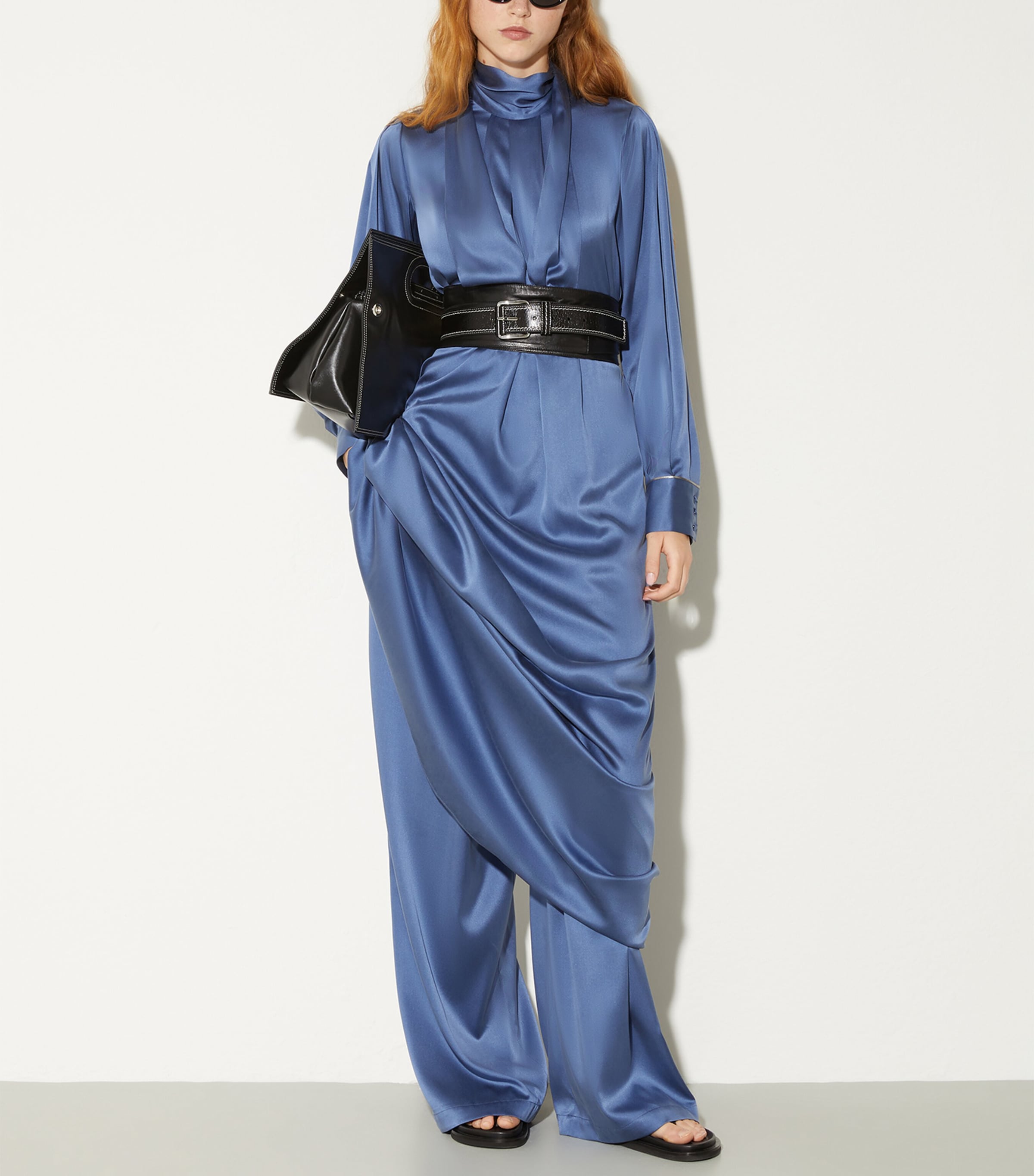 Stretch-Silk Scar-Neck Maxi Dress AVIO Image 4