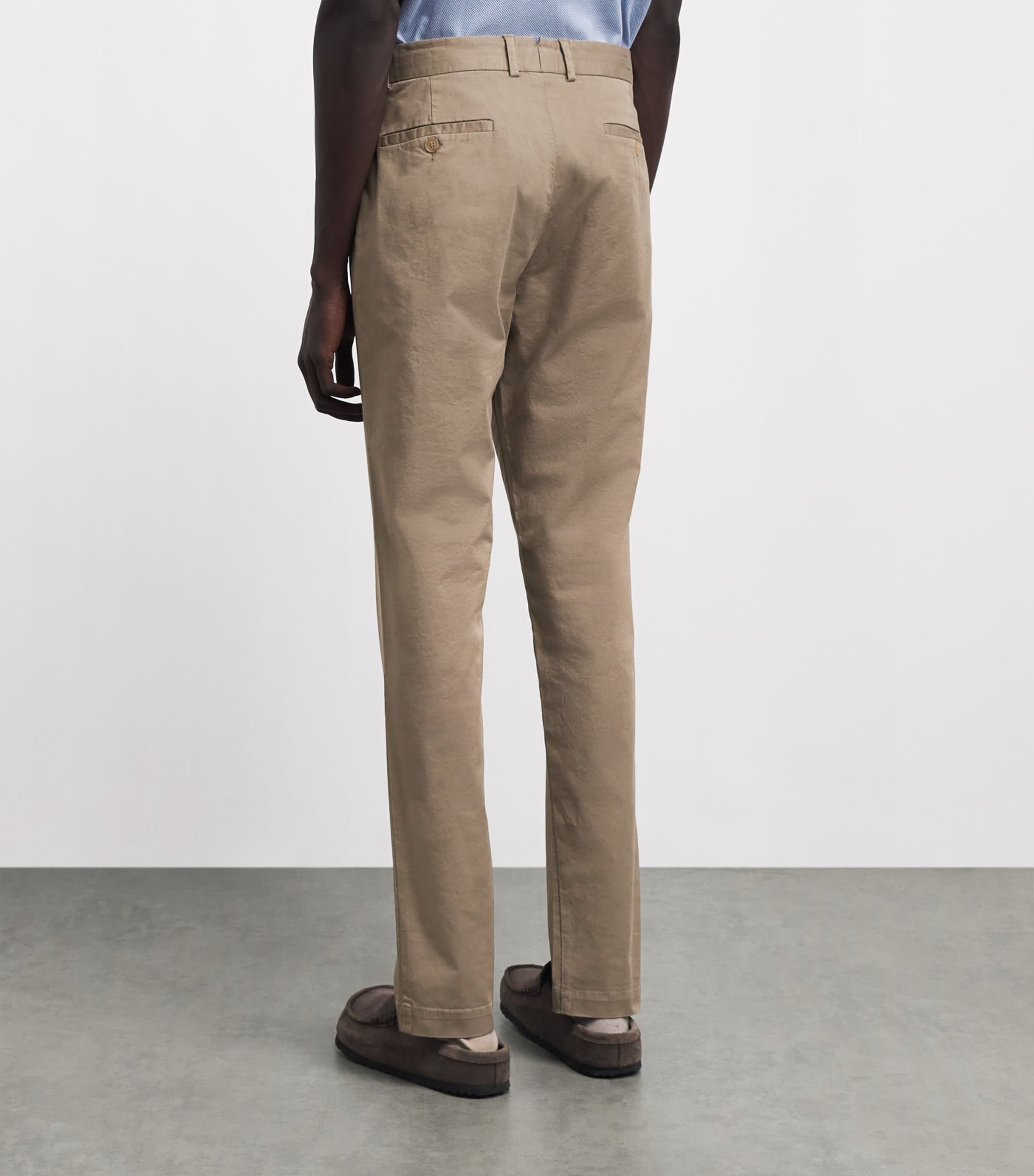 Sunspel Mens Stretch-Cotton Slim Chinos Whdc Dark Stone Image 5