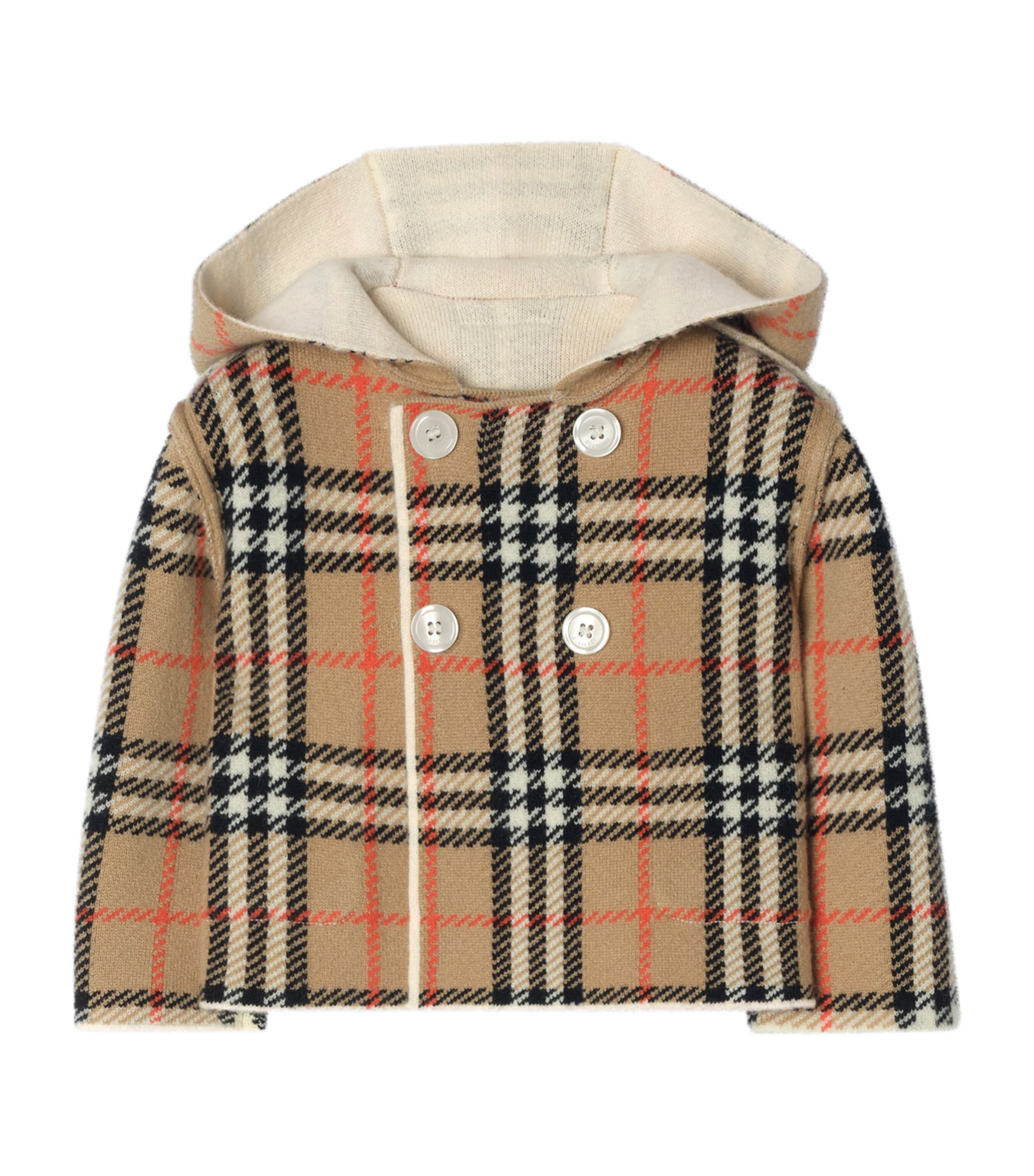 Burberry Kids Wool-Blend Reversible Check Coat (1-18 Months) Ivory Image 1