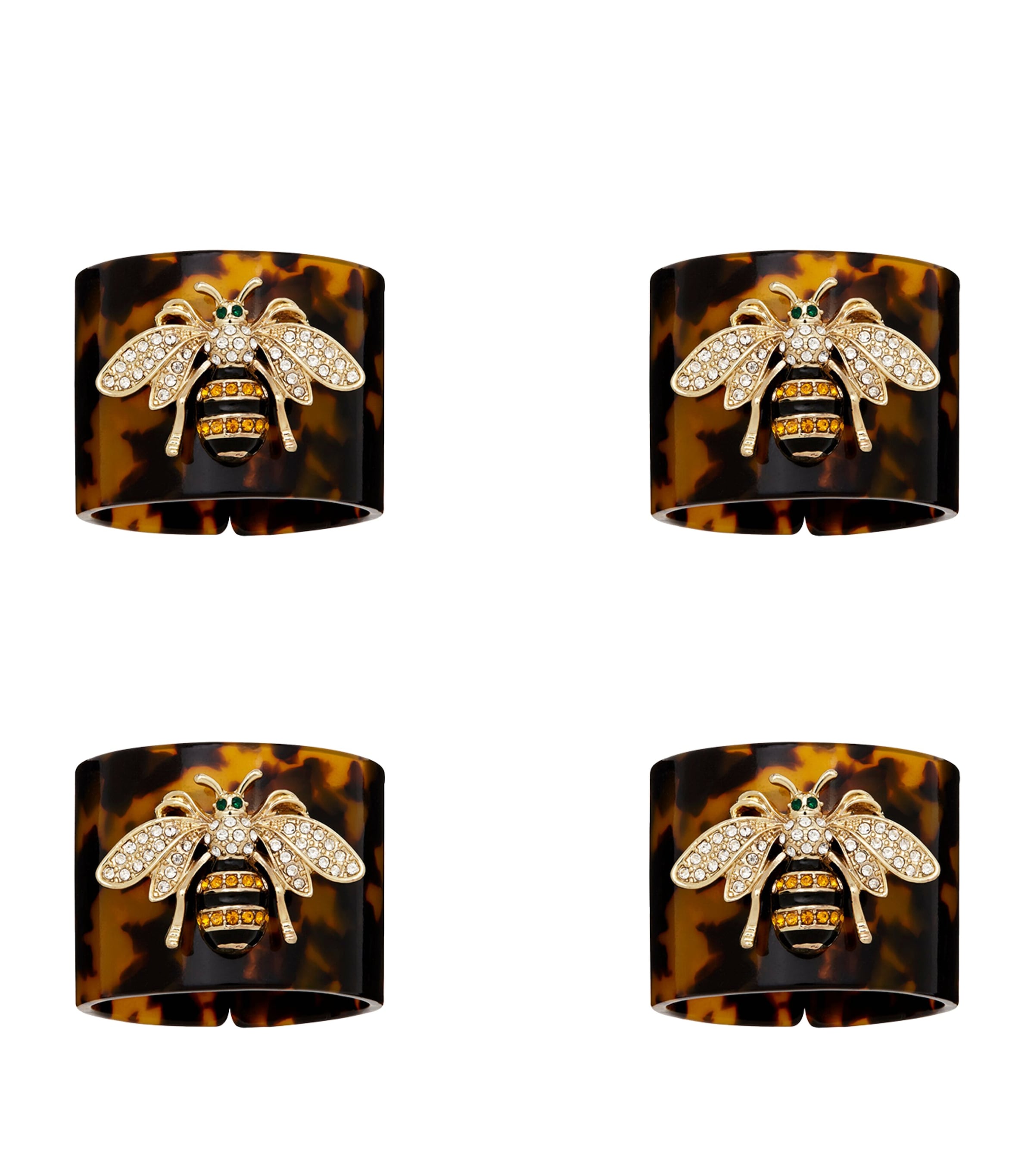 Set of 4 Tortoiseshell Bee Napkin Rings BROWN Image 3