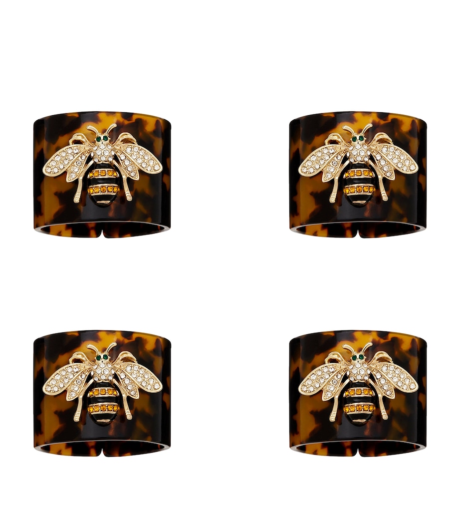 Set of 4 Tortoiseshell Bee Napkin Rings BROWN Image 3