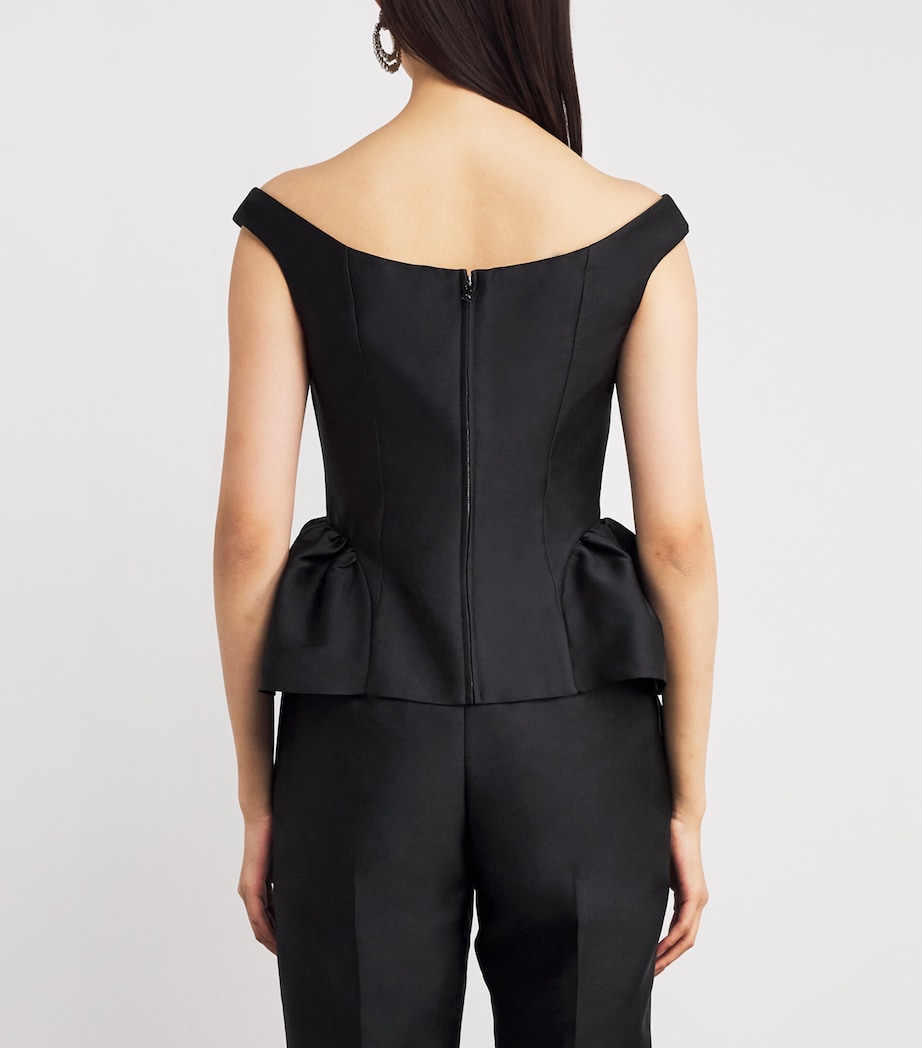 Taffeta Peplum Top BLACK Image 4