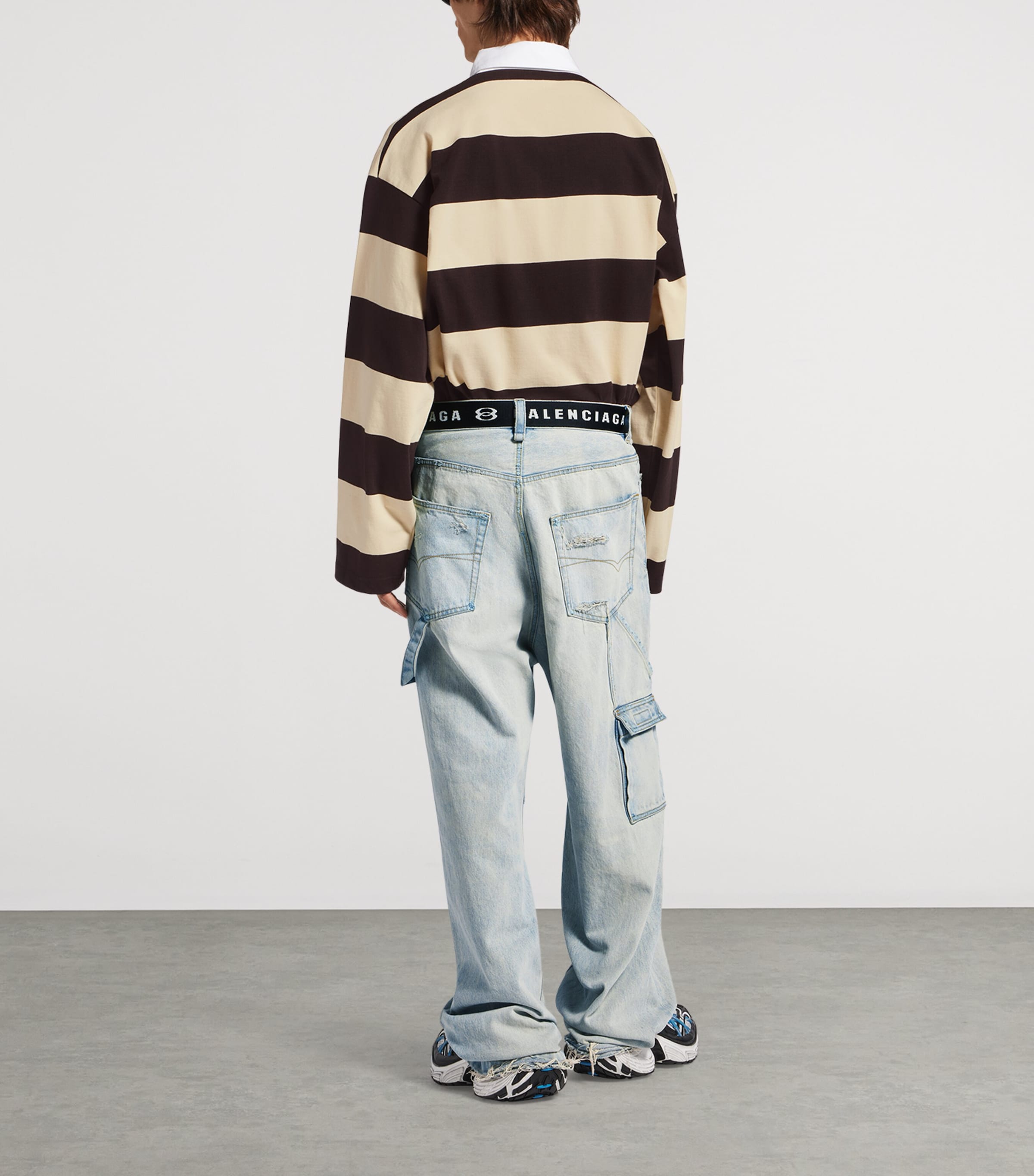 Balenciaga Mens Belted Wide-Leg Jeans Image 3