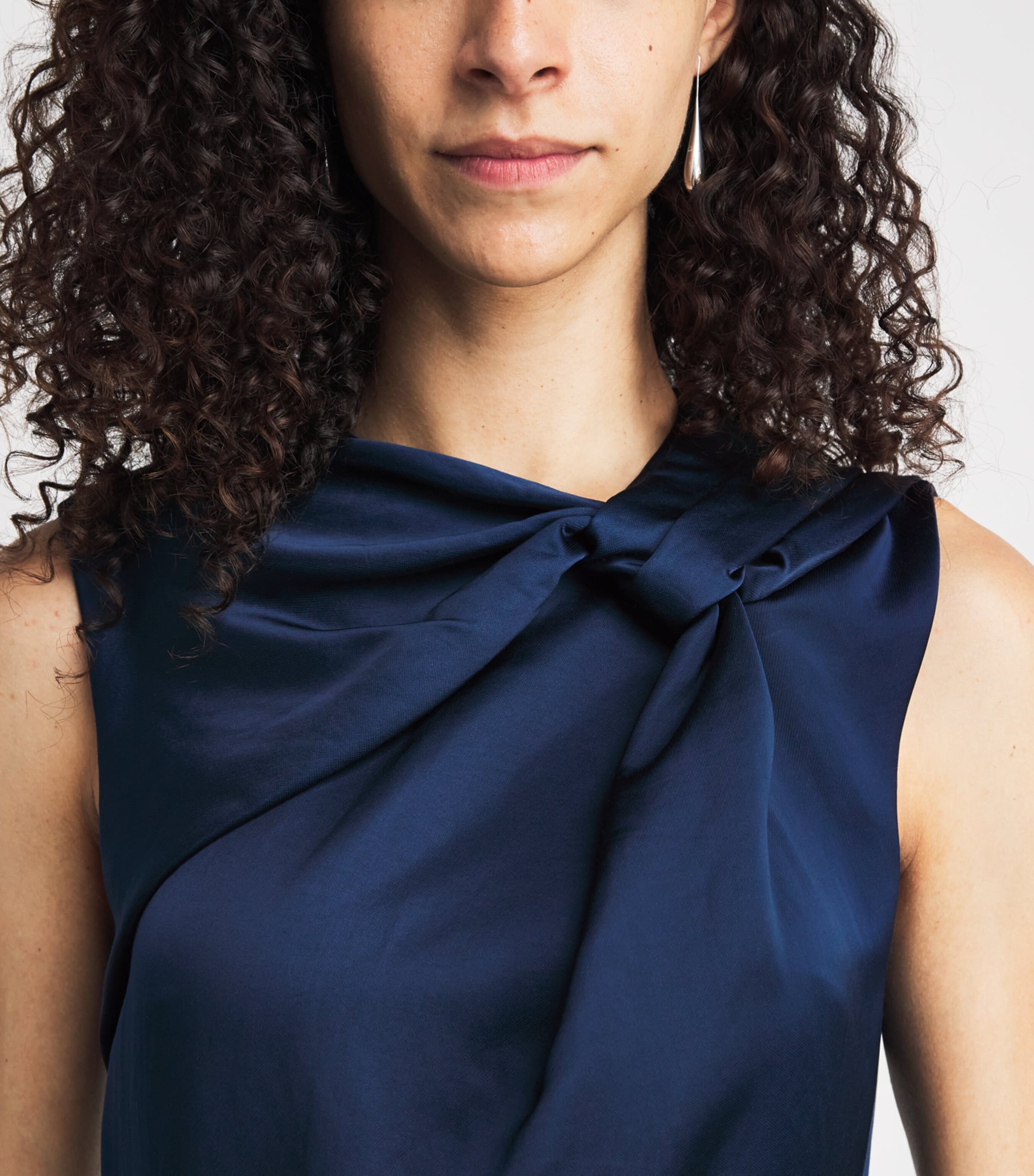 Erdem Womens Embroidered Satin Pencil Gown Navy Image 3