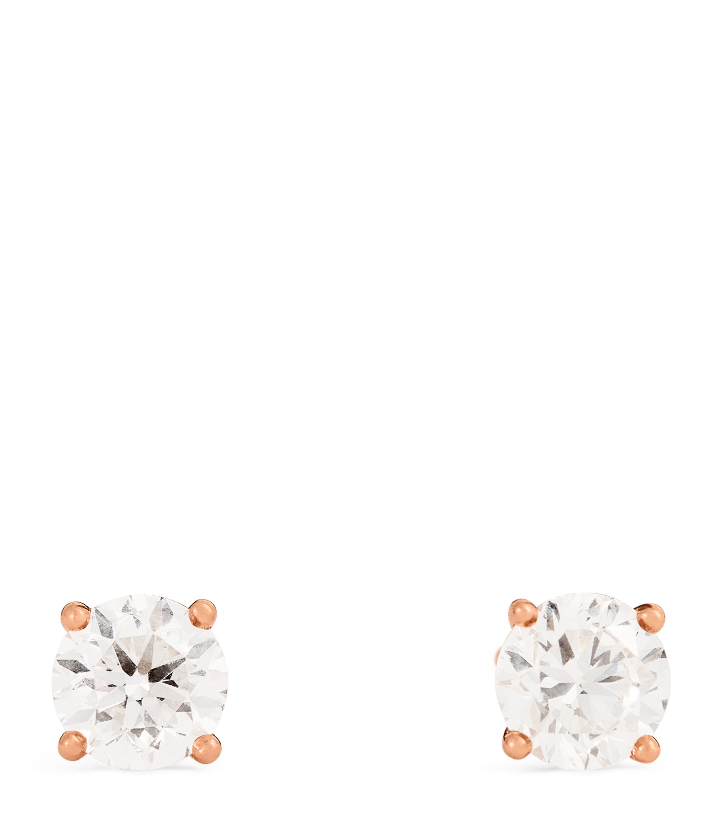 Harrods Rose Gold And Diamond Stud Earrings In Gold