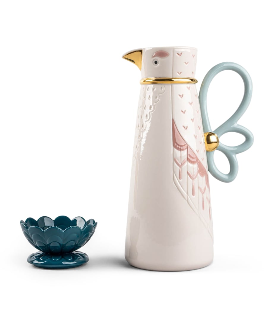 Porcelain Kawki Coffee Jug WHITE & PINK Image 1