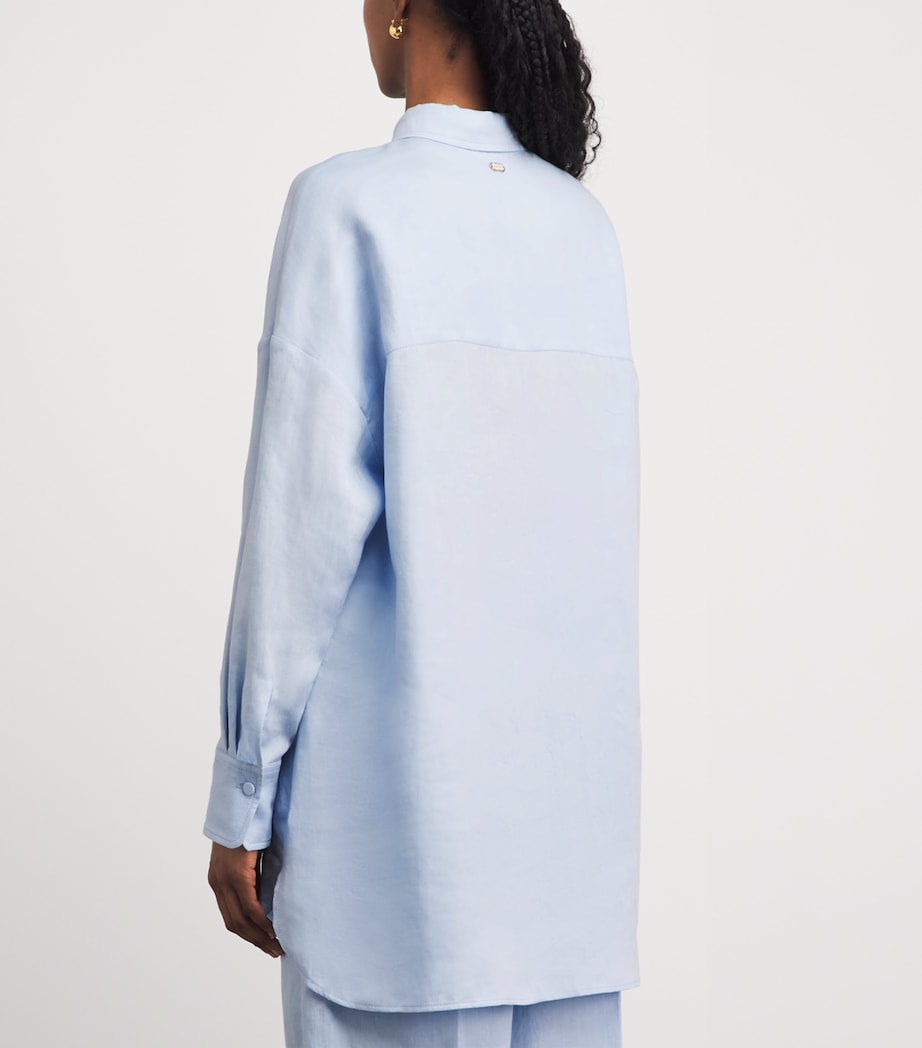 Agnona Womens Linen Long-Sleeve Shirt Light Blue Cloud Image 5