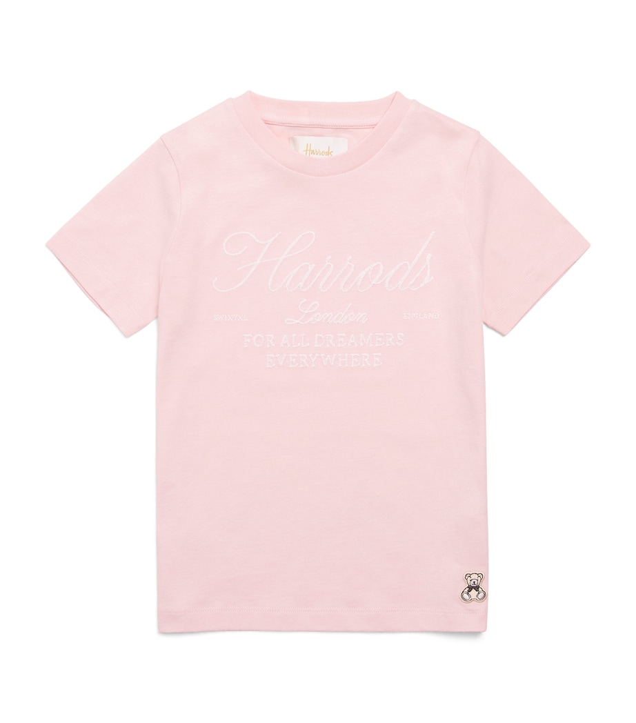 Harrods Cotton Logo T-Shirt (2-8 Years) Pink/ivory Image 1