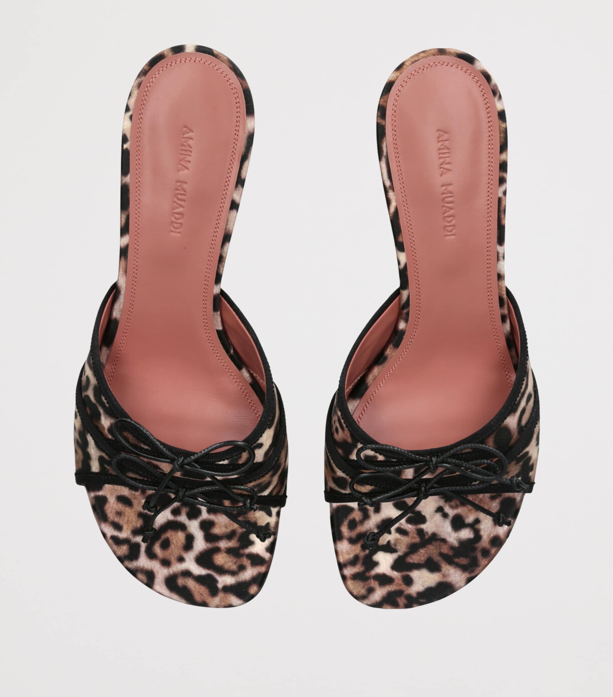 Amina Muaddi Satin Leopard Print Eleonora Heeled Mules 45 Dk.brn Com Image 4